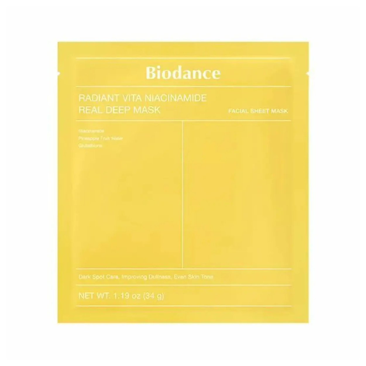 Biodance Radiant Vita Niacinamide Real Deep Mask 4 Sheets (Yellow)