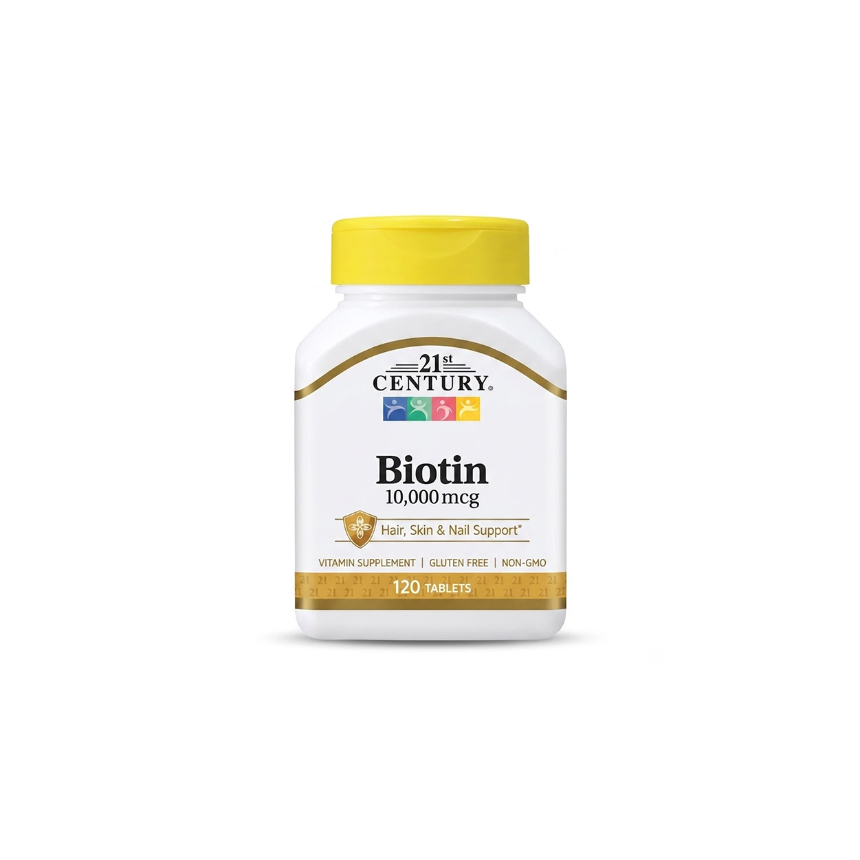 21st Century Biotin 10,000 mcg Hair, Skin & Nail Support dietary supplement tablets, 120 tablets, supporting healthy hair, skin, and nails.