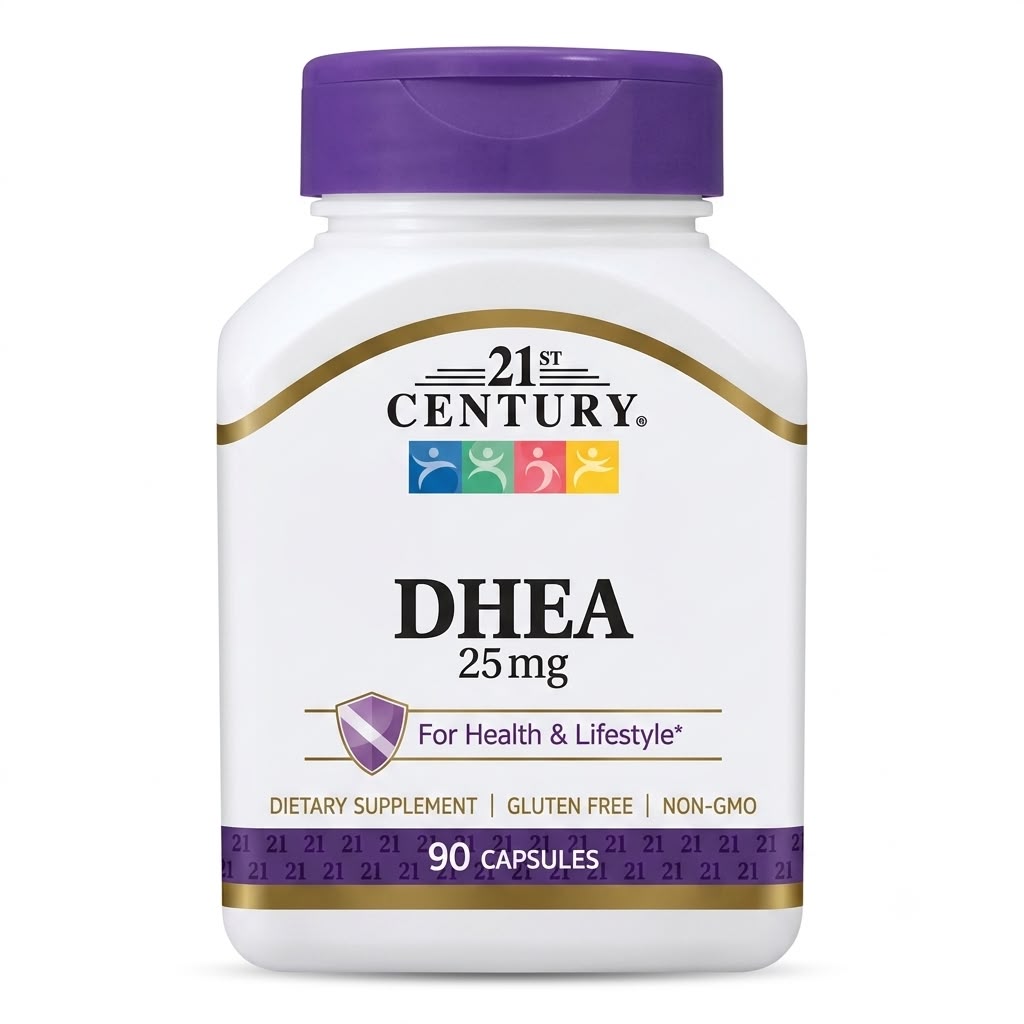 21st Century DHEA 25mg Dietary Supplement Capsules 90 Capsules supporting healthy hormone balance and daily wellness.