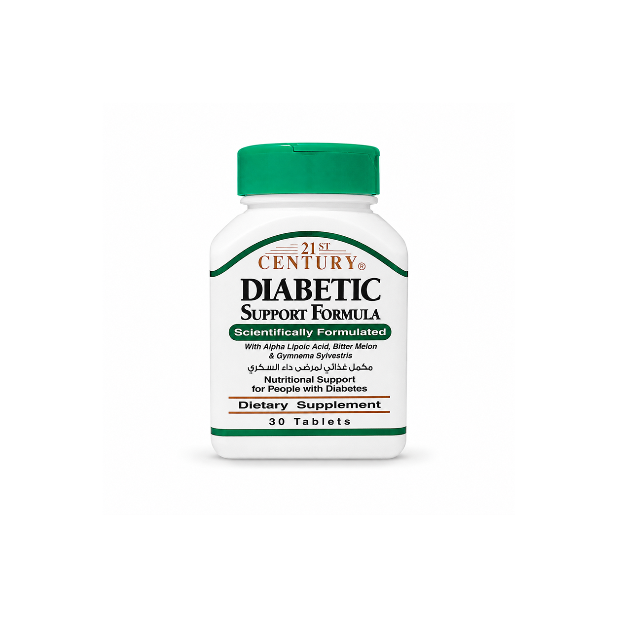 21st Century Diabetic Support Formula dietary supplement 30 tablets bottle supporting healthy glucose metabolism and daily diabetic nutritional support.