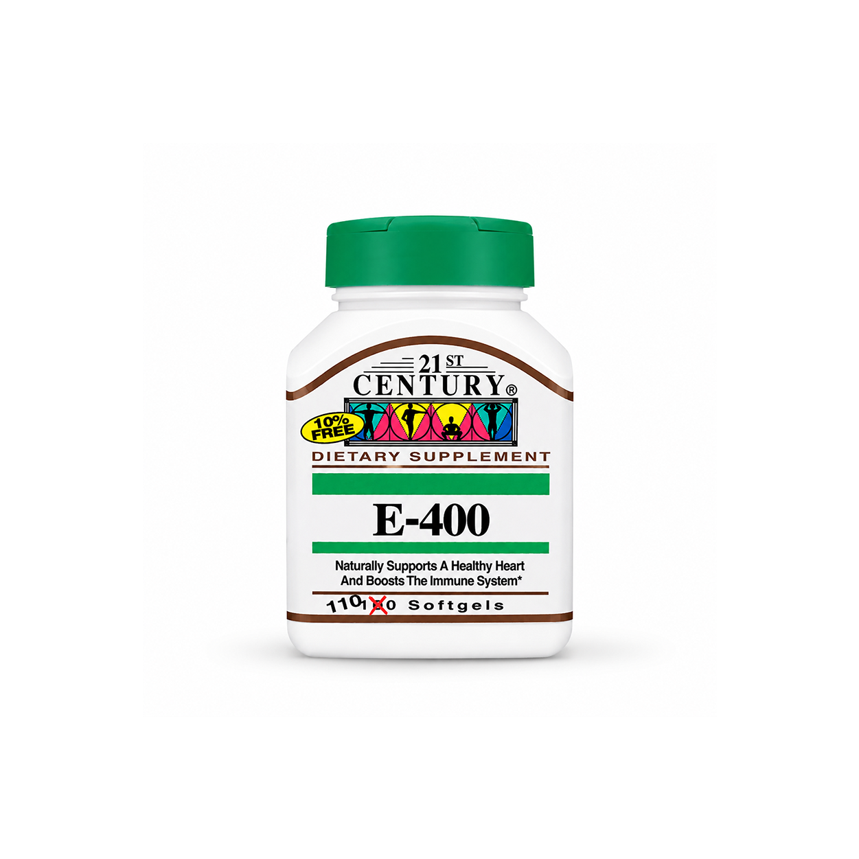 21st Century E-400 Vitamin E 400 IU Dietary Supplement Softgels 110 Count bottle supporting heart health and antioxidant protection