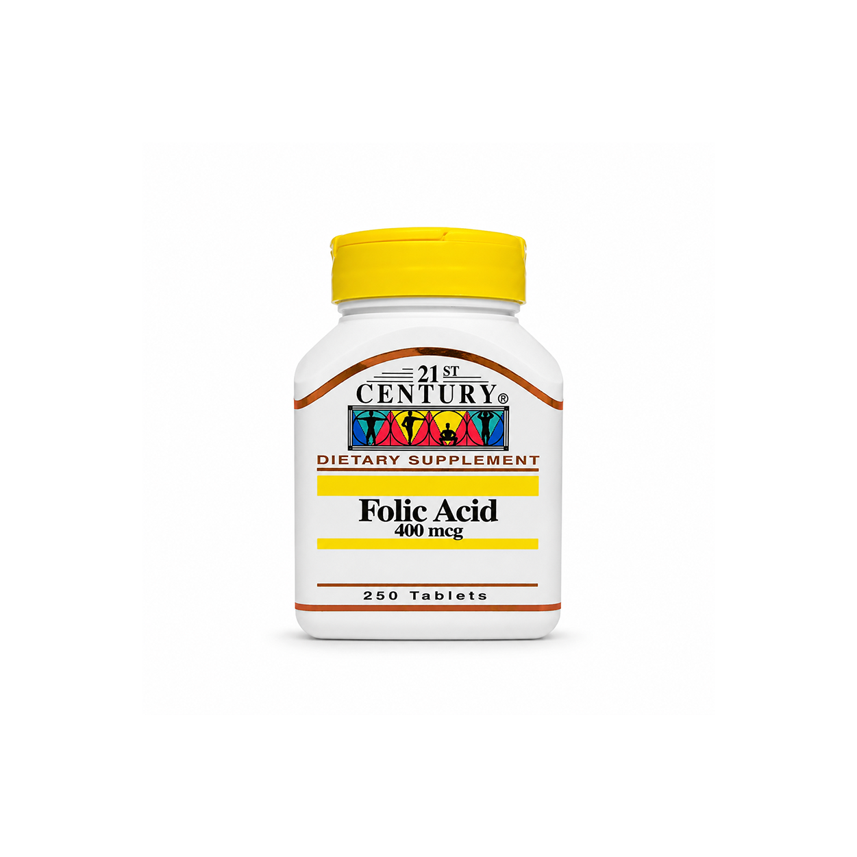 21st Century Folic Acid 400 mcg 250 Tablets dietary supplement supporting healthy cell growth and daily folate intake.