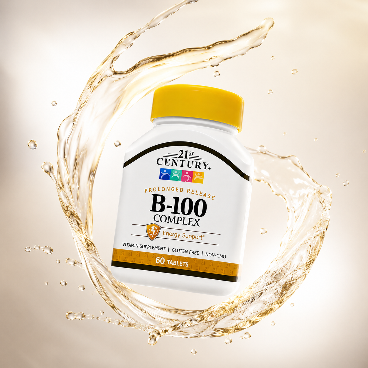21st Century Prolonged Release B-100 Complex vitamin B complex tablets 60 tablets for sustained energy support and nervous system health