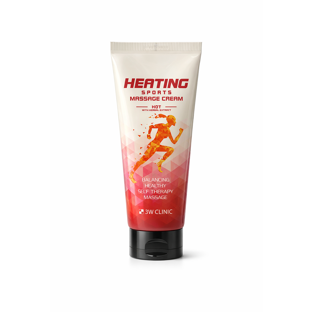 3W Clinic Heating Sports Massage Cream 120ml tube for muscle pain relief and sports recovery with warming herbal formula