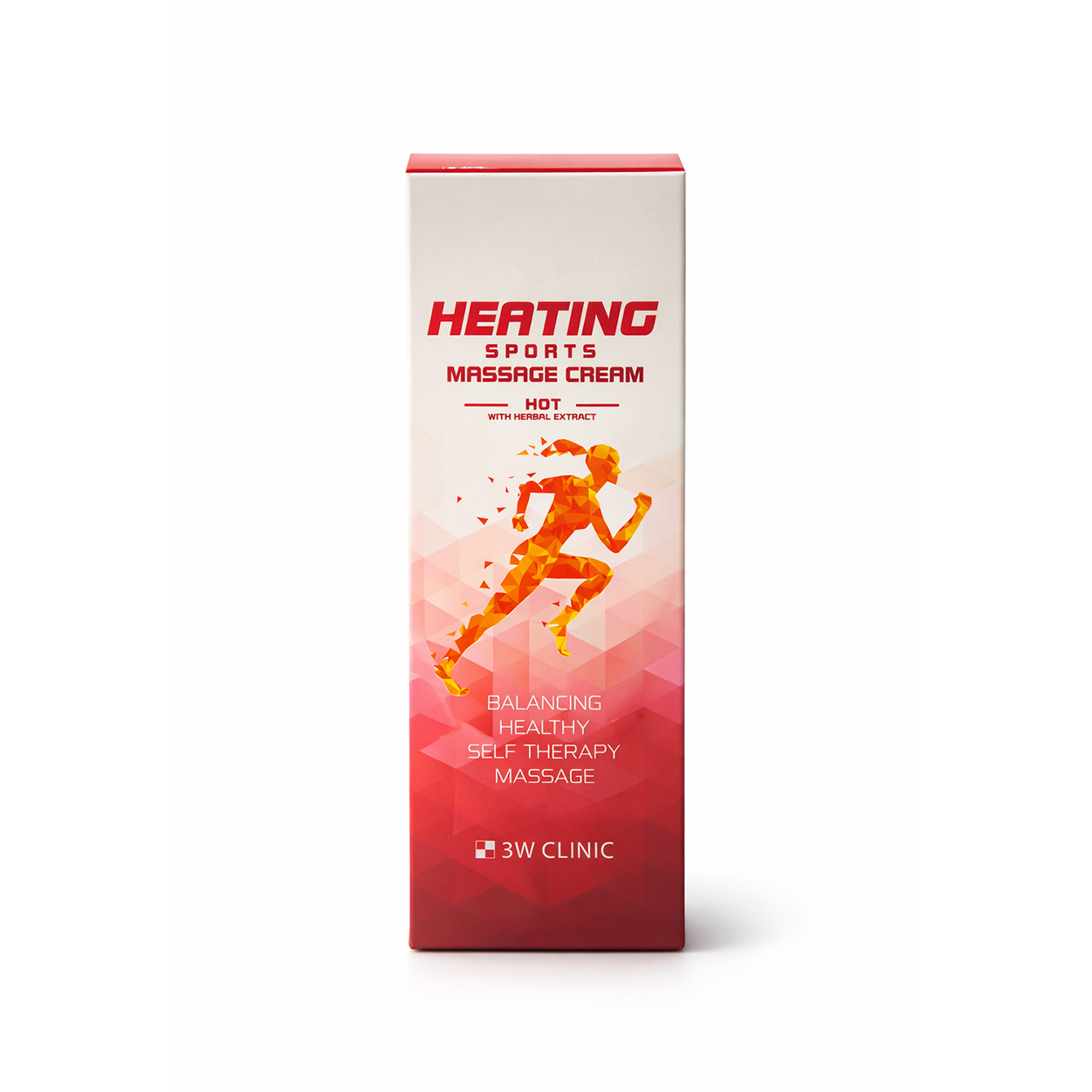 3W Clinic Heating Sports Massage Cream 120ml tube for muscle pain relief and sports recovery with warming herbal formula