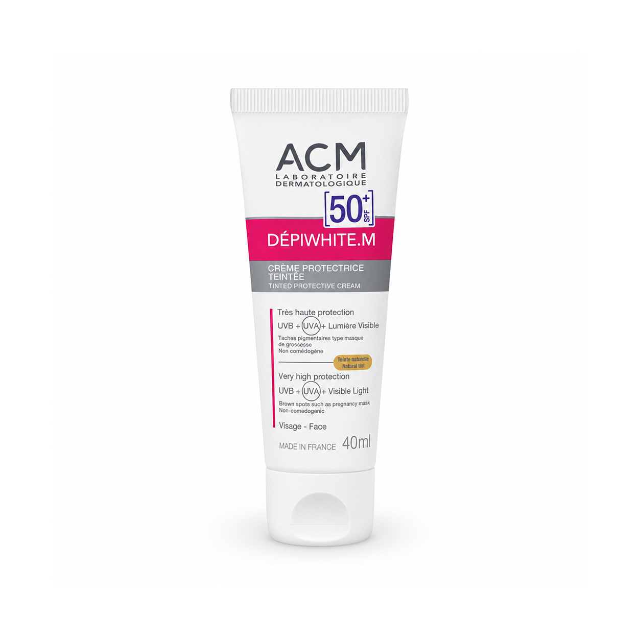 ACM Dépiwhite.M Tinted Protective Cream SPF 50+ 40ml sunscreen for pigmentation protection and even skin tone coverage