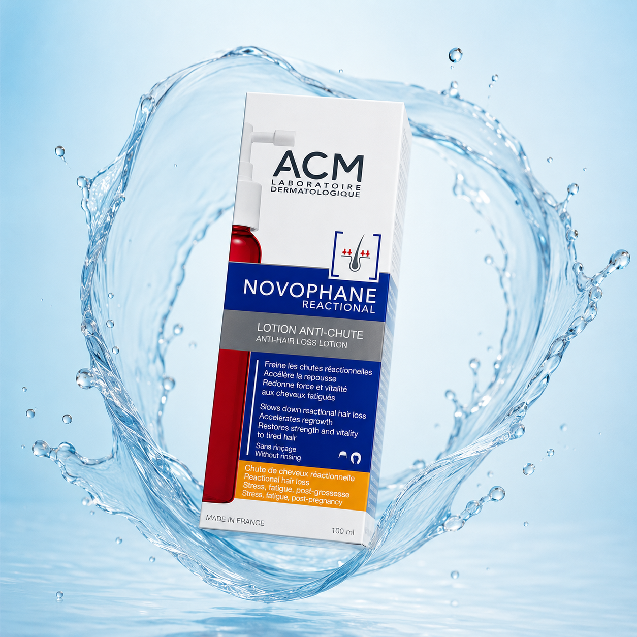 ACM Novophane Reactional Anti Hair Loss Lotion 100ml spray for reactive hair fall and strengthening weak thinning hair