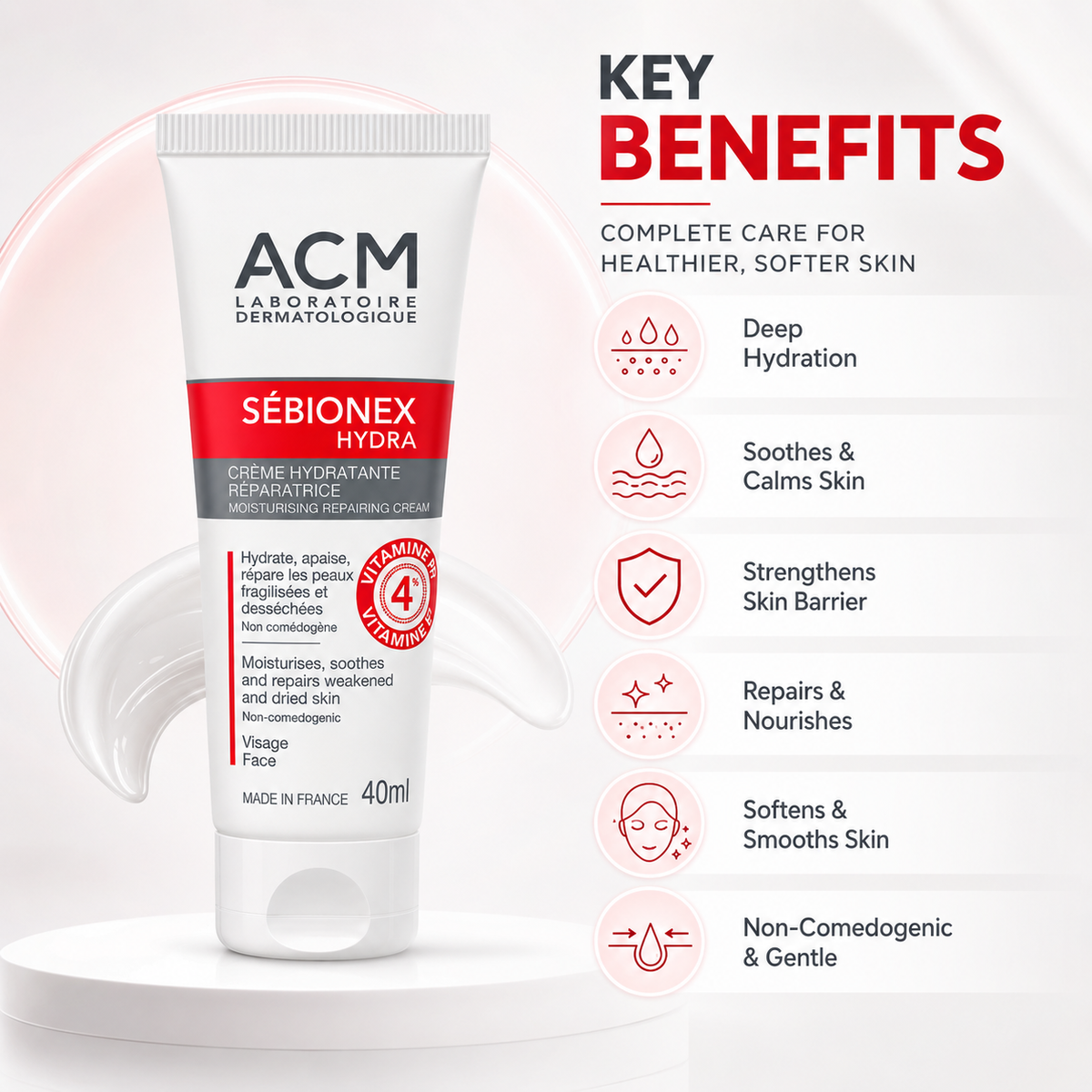 ACM SÉBIONEX HYDRA moisturising repairing face cream 40ml for dry, weakened skin
