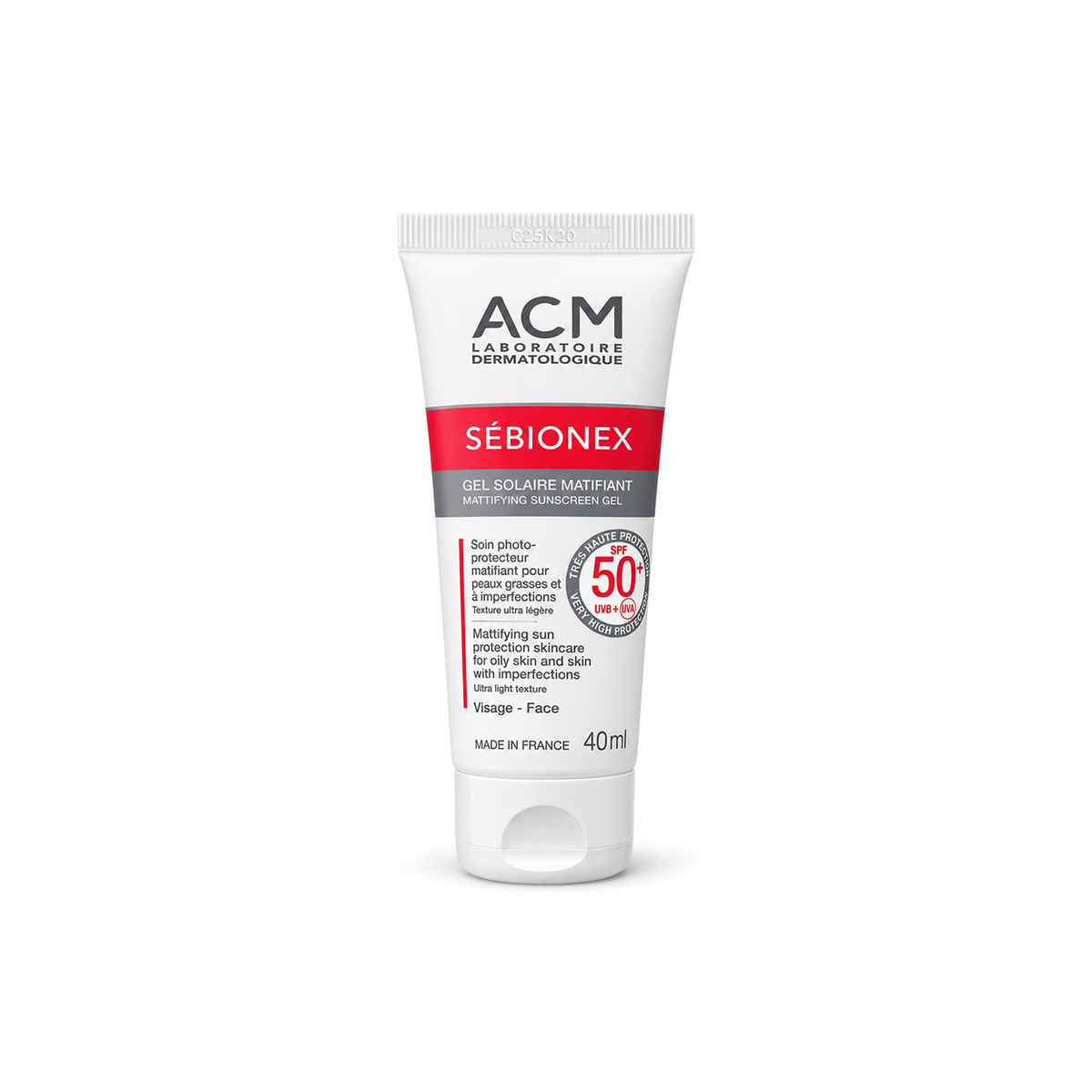 ACM Sébionex Mattifying Sunscreen Gel SPF 50+ for oily skin with imperfections, 40ml, lightweight facial sun protection