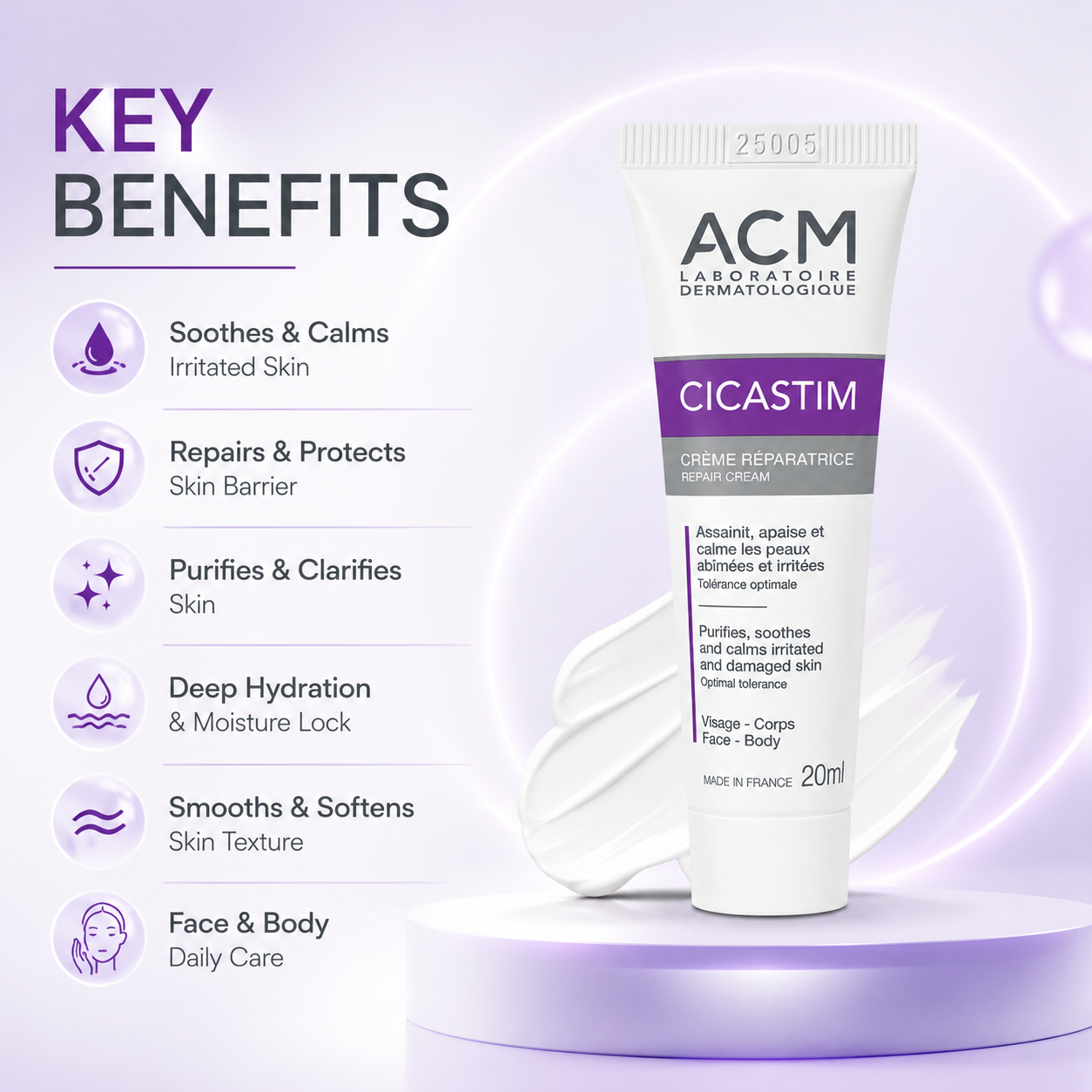 ACM CICASTIM Repair Cream 20ml skin repair cream for irritated and damaged skin with soothing barrier protection