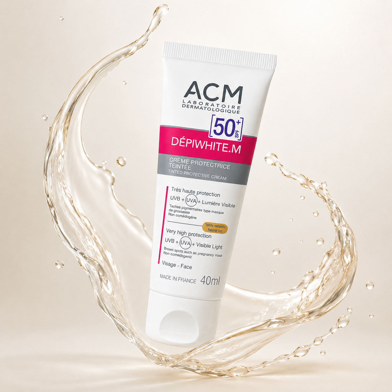 ACM Dépiwhite.M Tinted Protective Cream SPF 50+ 40ml sunscreen for pigmentation protection and even skin tone coverage