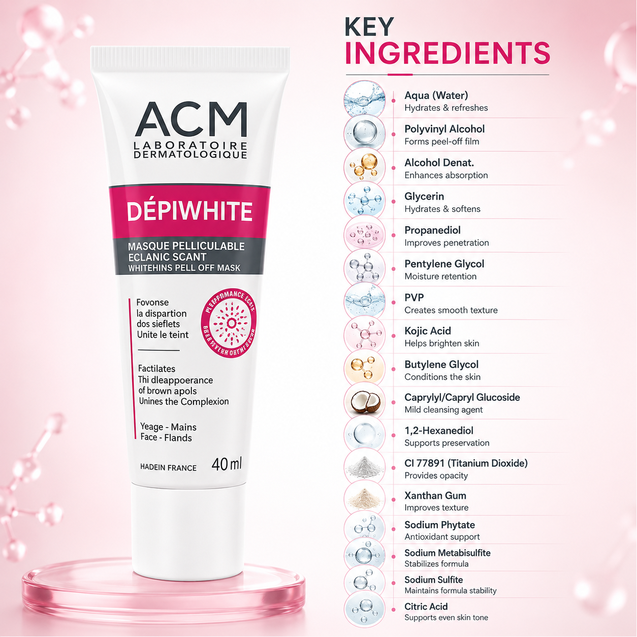 ACM Dépiwhite Anti-Brown Spot Peel-Off Mask 40ml brightening peel-off treatment for dark spots and uneven skin tone