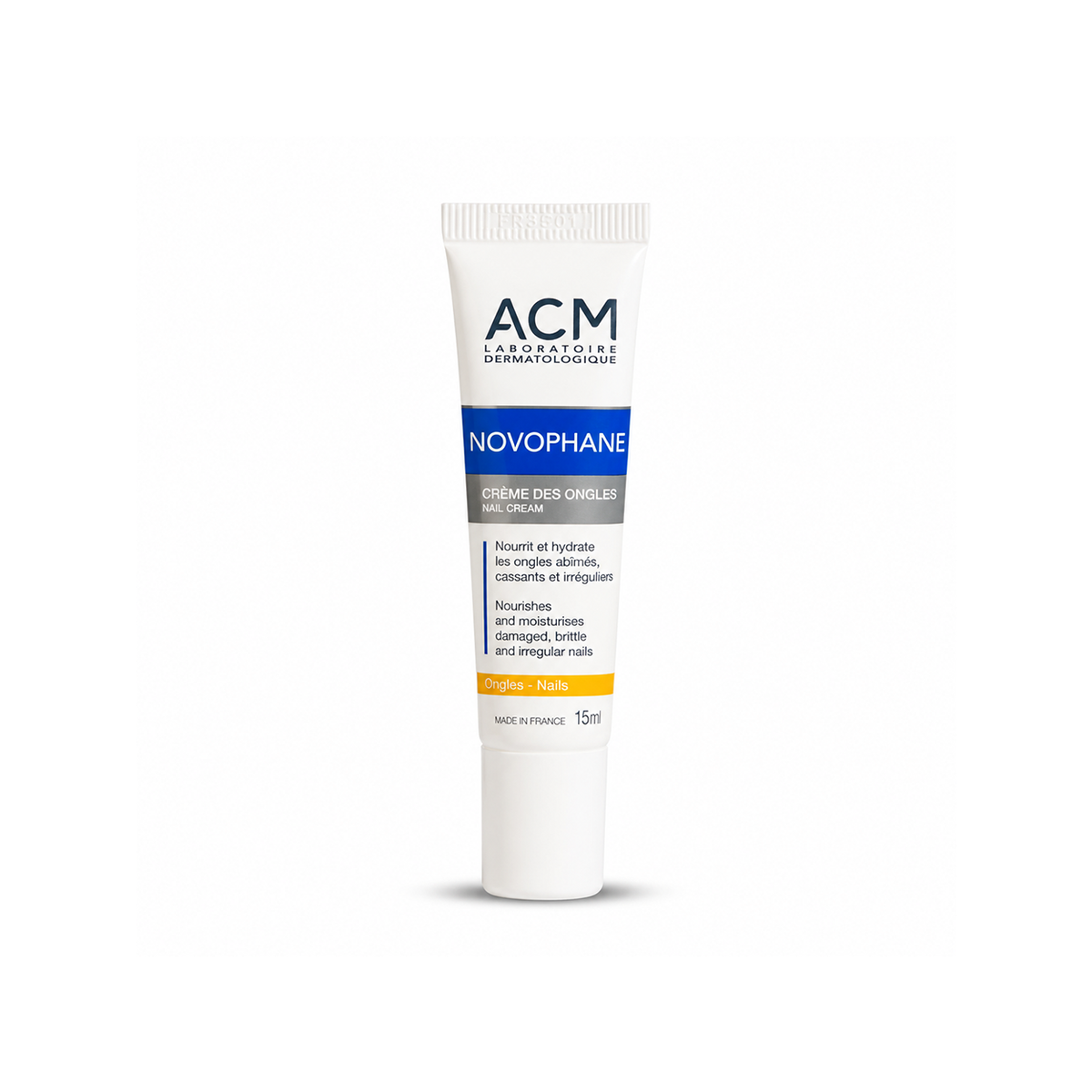 ACM Novophane Crème Des Ongles Nail Cream 15ml tube for damaged and brittle nails, nourishing nail treatment with moisturizing care for stronger nails.