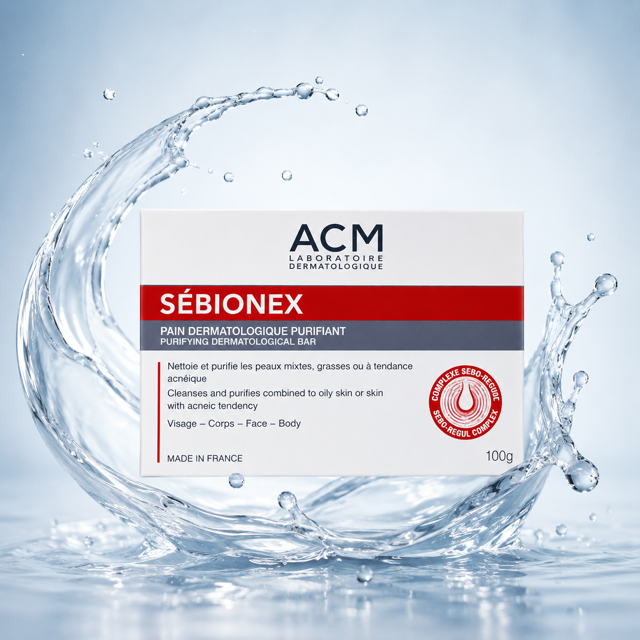 ACM Sébionex Purifying Dermatological Bar 1 + 1 Offer 2 x 100g cleansing bar for oily and acne-prone skin with sebum control benefits.