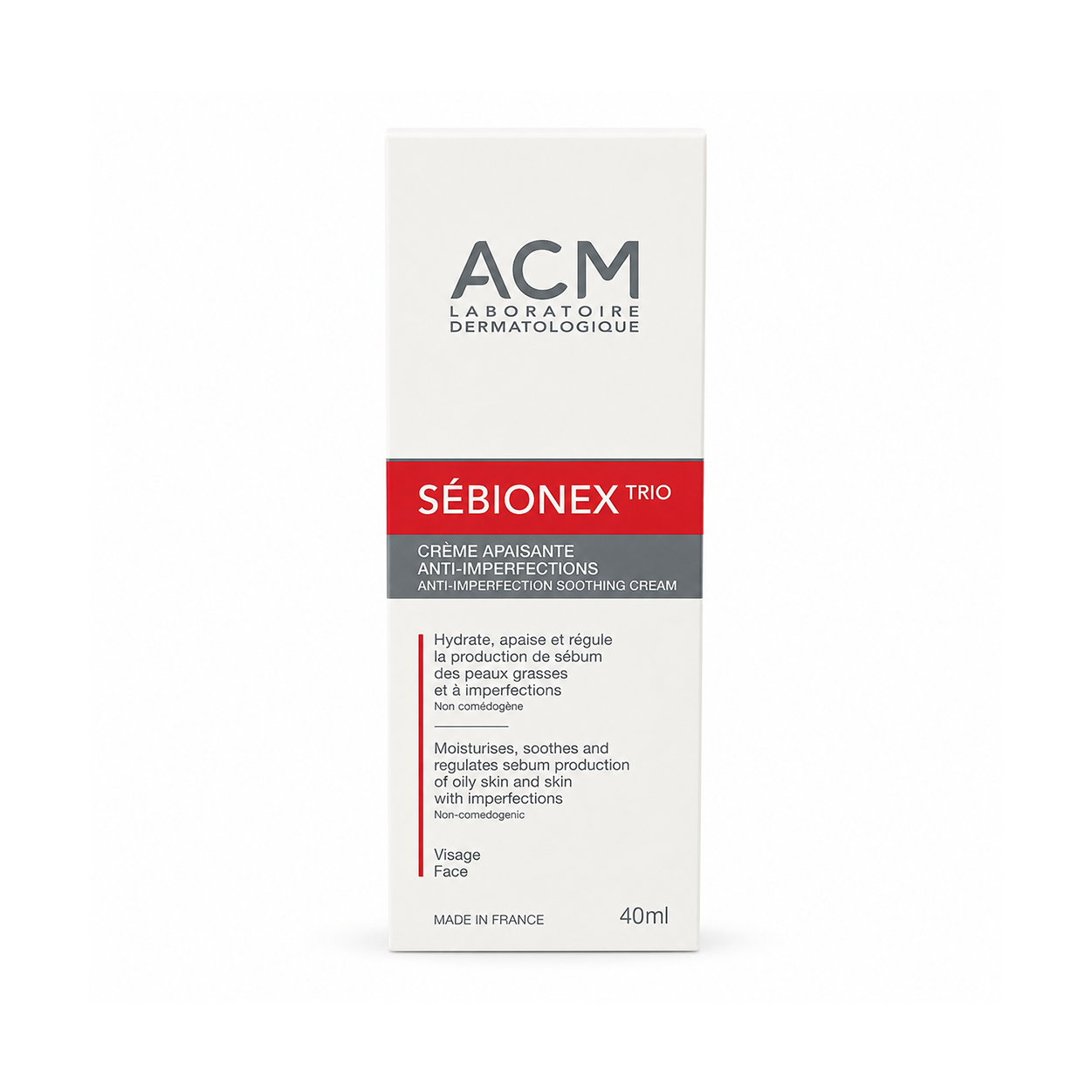 ACM Sebionex Trio Anti-Imperfection Soothing Face Cream 40ml for oily acne-prone skin with lightweight blemish control hydration