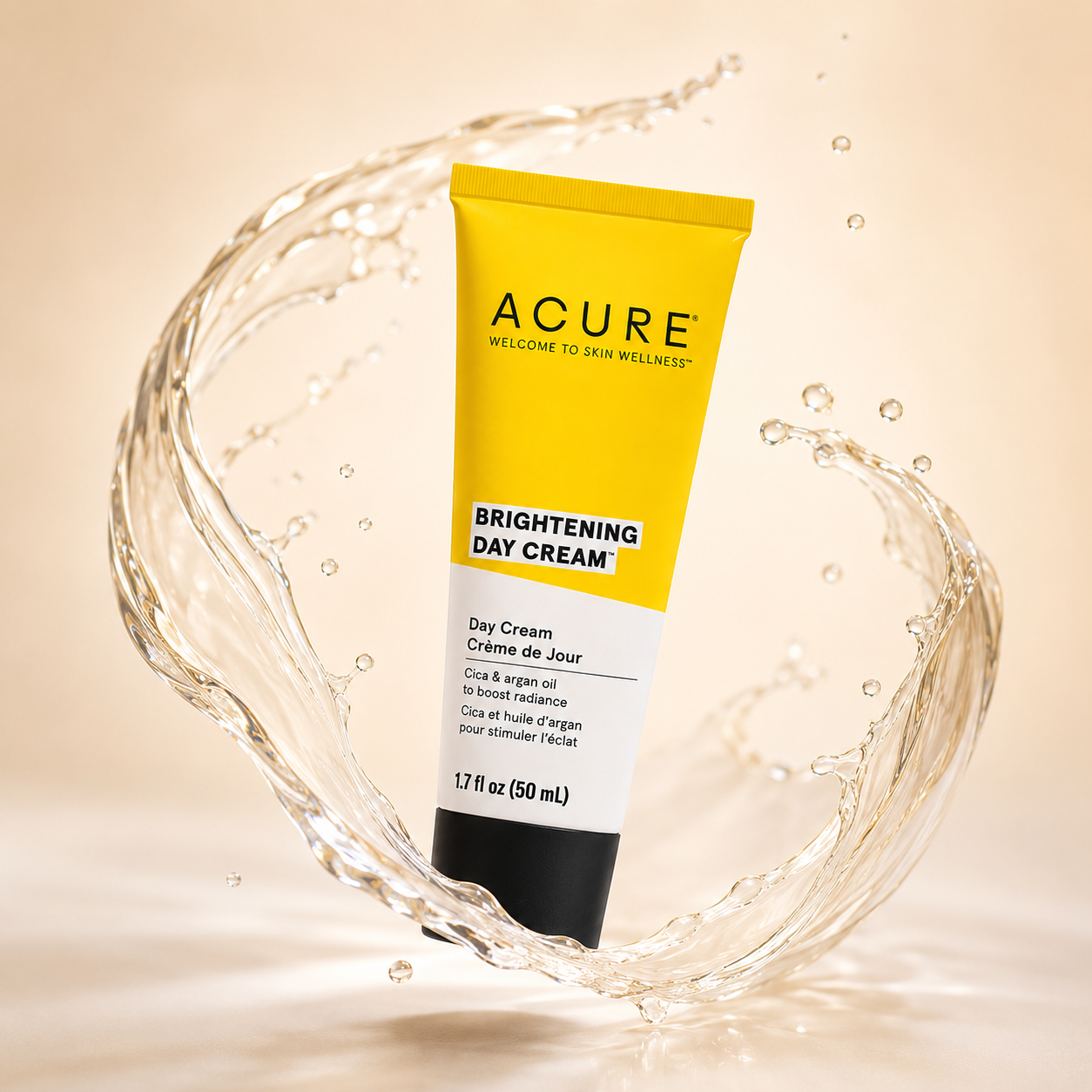 ACURE Brightening Day Cream 50ml lightweight face moisturizer for dull and dry skin with cica and argan oil hydration benefits