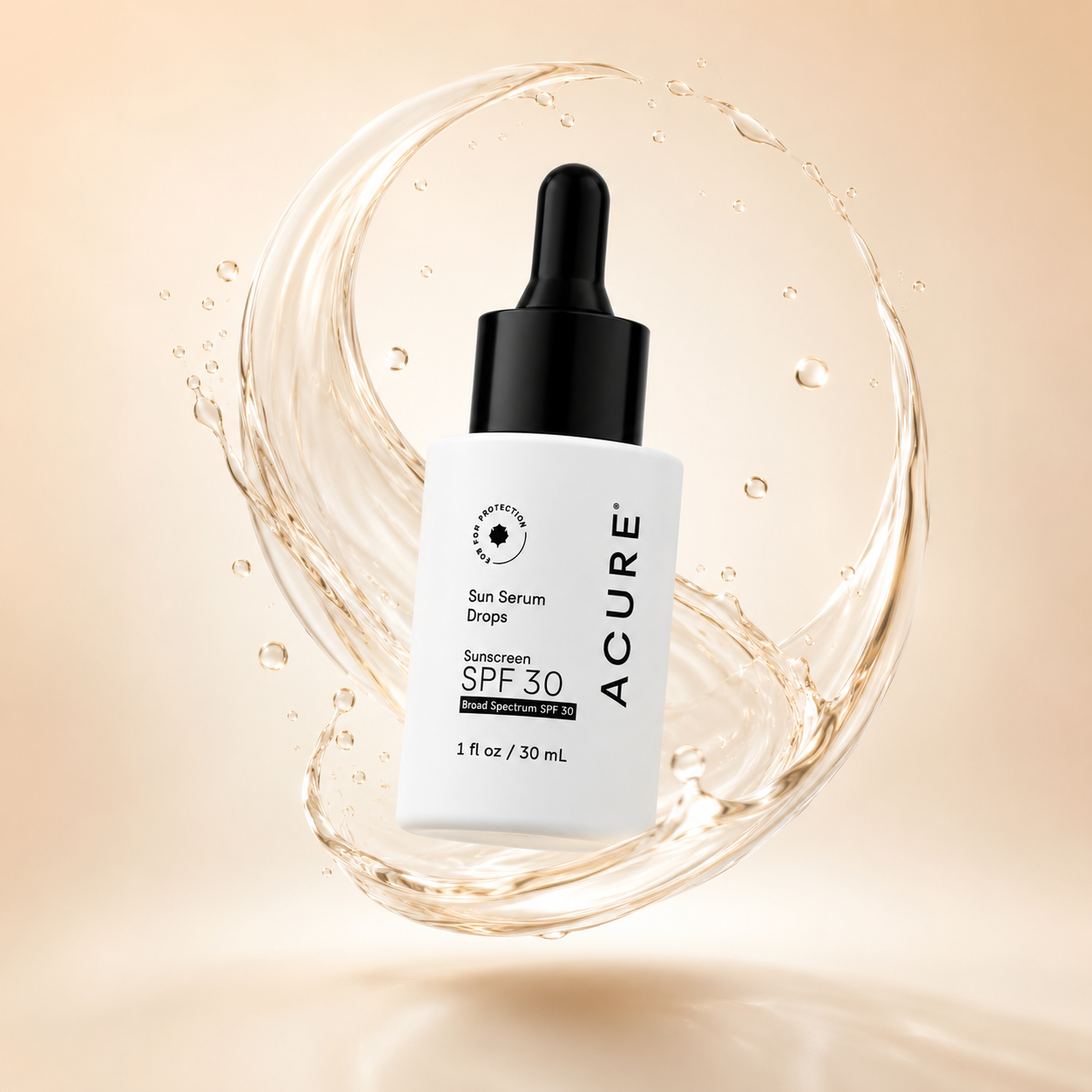 ACURE Sun Serum Drops SPF 30 mineral sunscreen serum 30ml for sensitive skin with lightweight broad spectrum UV protection