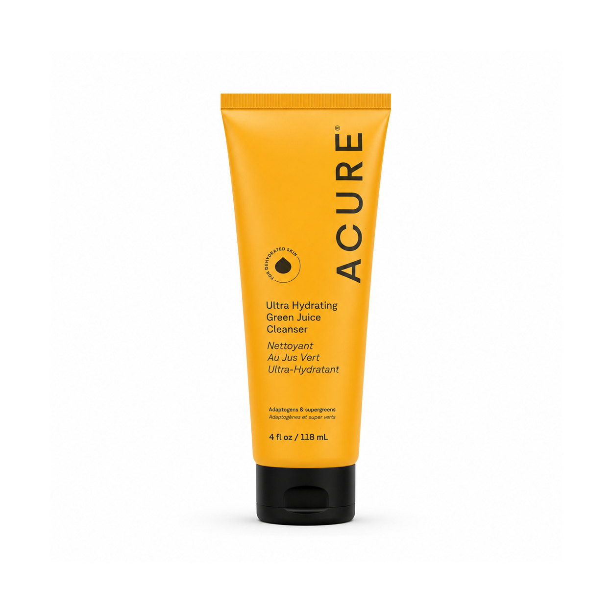 ACURE Ultra Hydrating Green Juice Cleanser 118ml hydrating face cleanser for dry and sensitive skin with adaptogens and supergreens