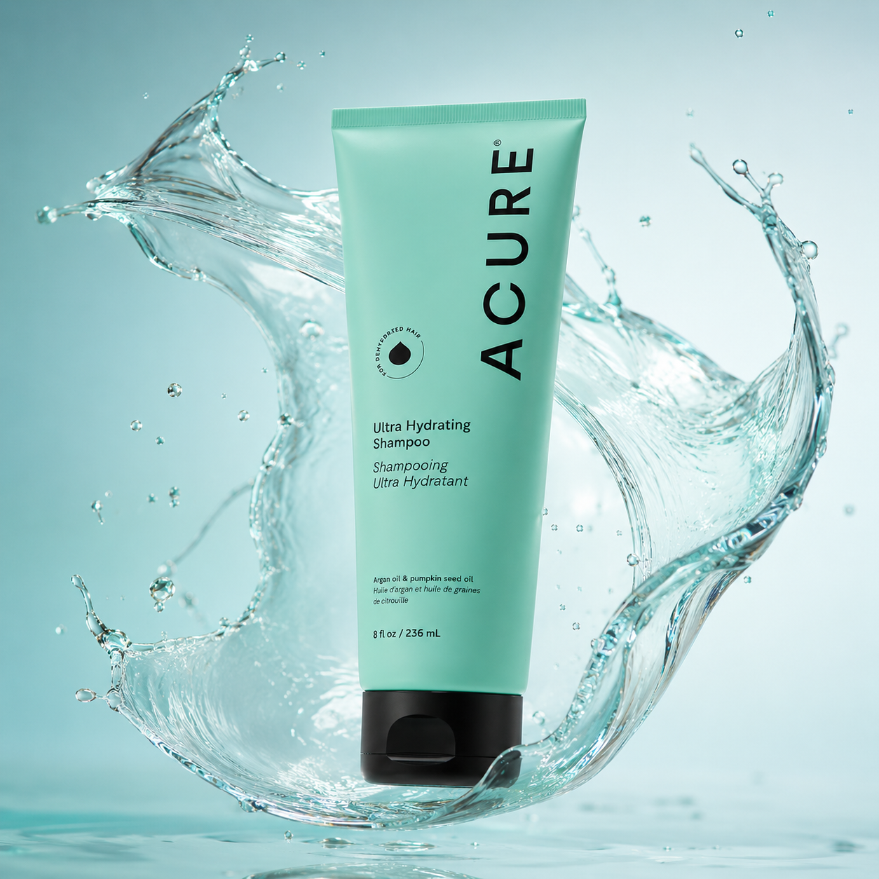 ACURE Ultra Hydrating Shampoo 236ml for dry dehydrated hair with argan oil and pumpkin seed oil for smoother softer hair