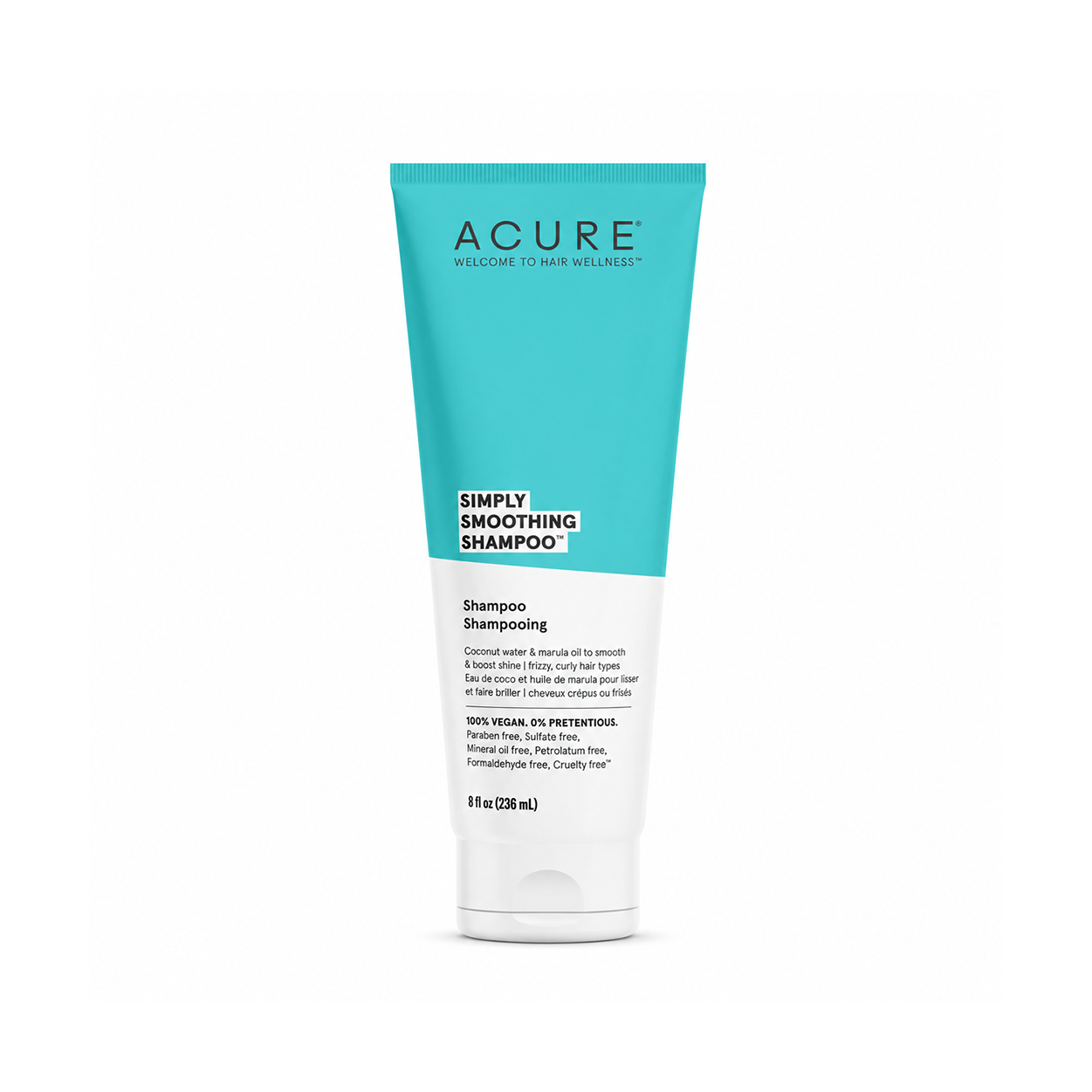 ACURE Simply Smoothing Shampoo 236ml sulfate free shampoo for frizzy curly hair with coconut water and marula oil