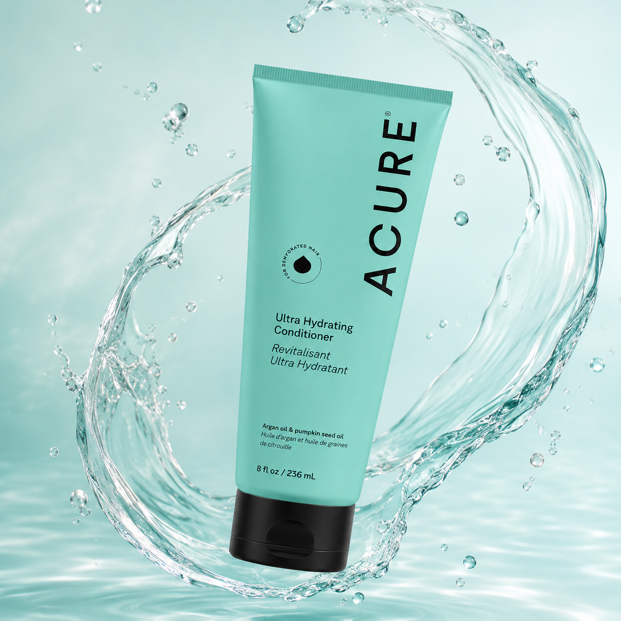 ACURE Ultra Hydrating Conditioner 236ml for dry dehydrated hair with argan oil and pumpkin seed oil for smooth soft hair