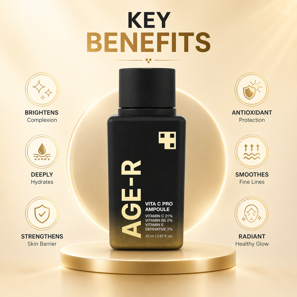 AGE-R Vita C Pro Ampoule 20ml vitamin C face serum bottle for brightening skin and reducing dark spots