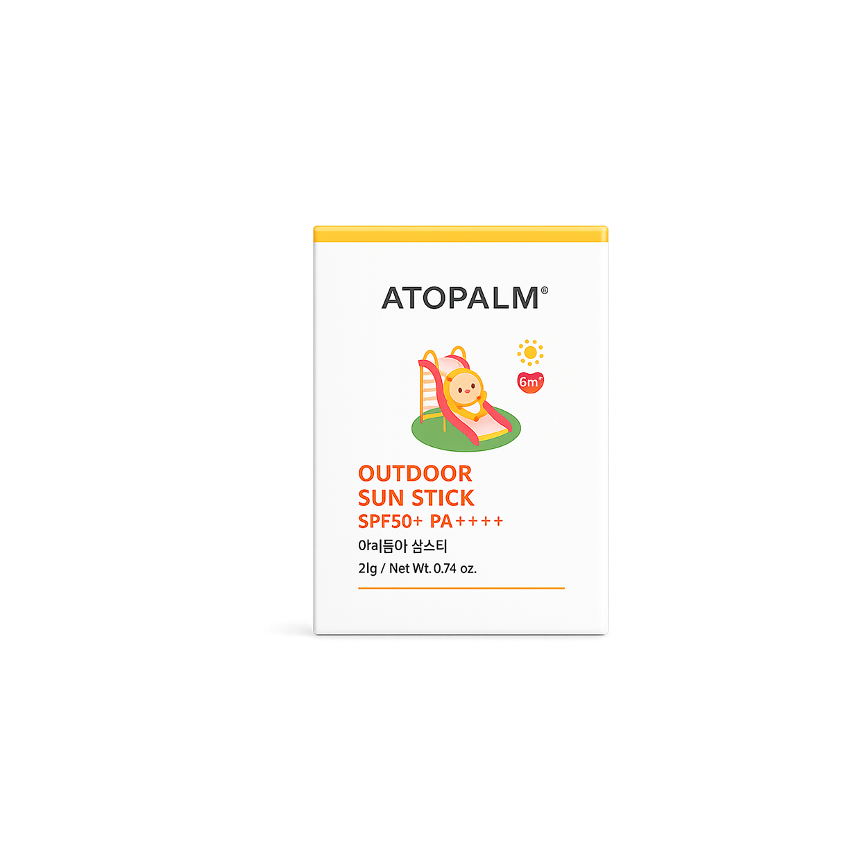 ATOPALM Outdoor Sun Stick SPF50+ PA++++ 21g mineral sunscreen stick providing broad-spectrum UVA and UVB protection for sensitive skin.