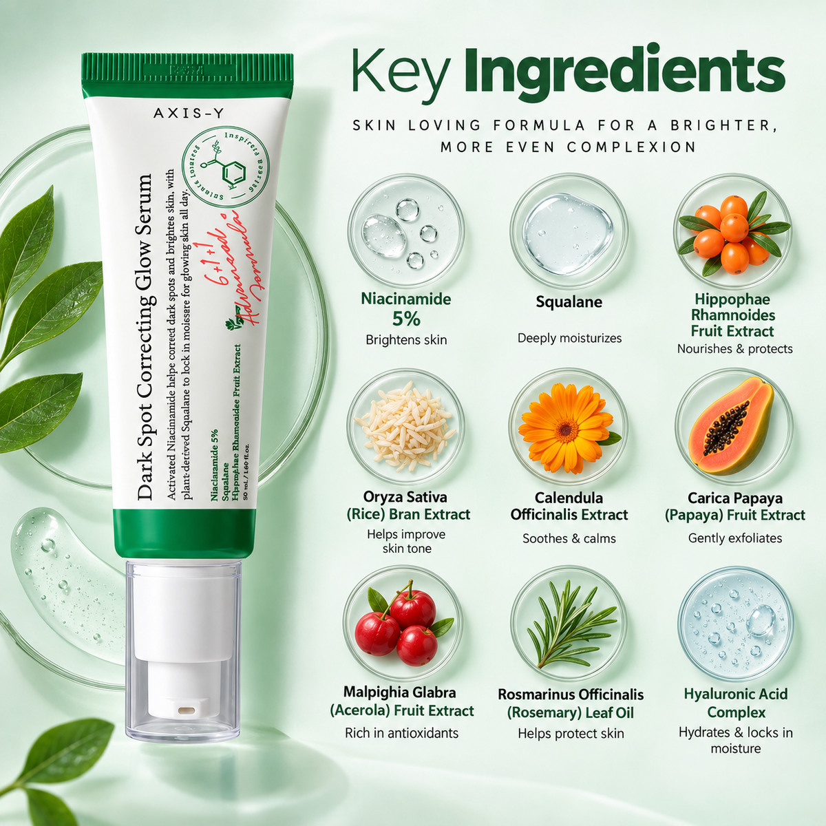 AXIS-Y Dark Spot Correcting Glow Serum face serum 50ml for brightening skin and improving dark spots