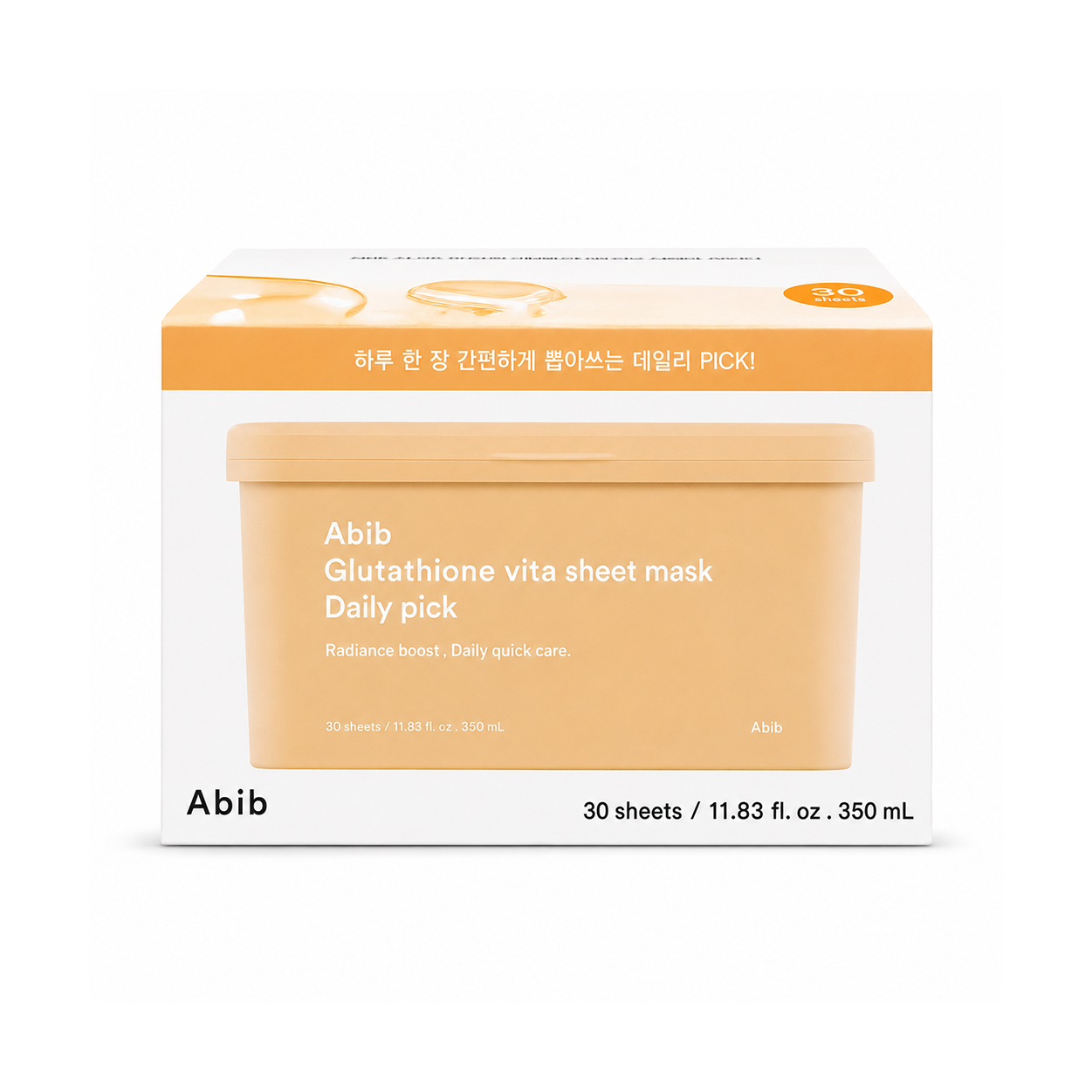 Abib Glutathione Vita Sheet Mask Daily Pick daily sheet mask 30 sheets 350 mL for brighter, hydrated and radiant-looking skin.