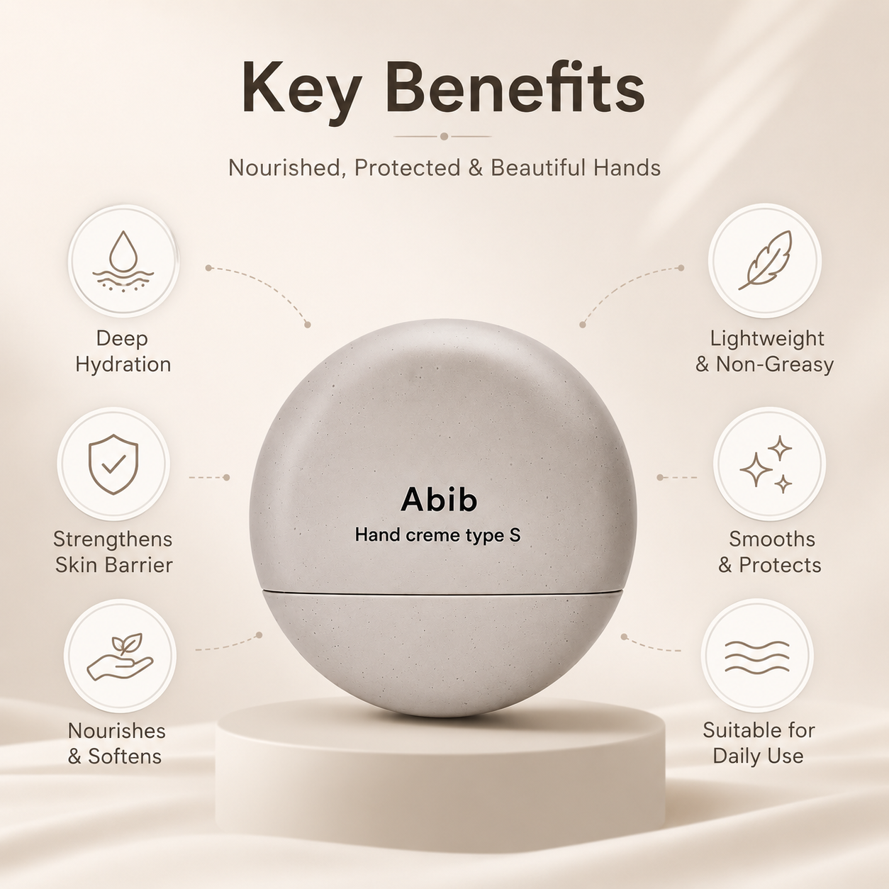 Abib Hand Crème Type S Moisturizing Hand Cream 50ml for dry and sensitive hands with lightweight deep hydration and skin barrier support