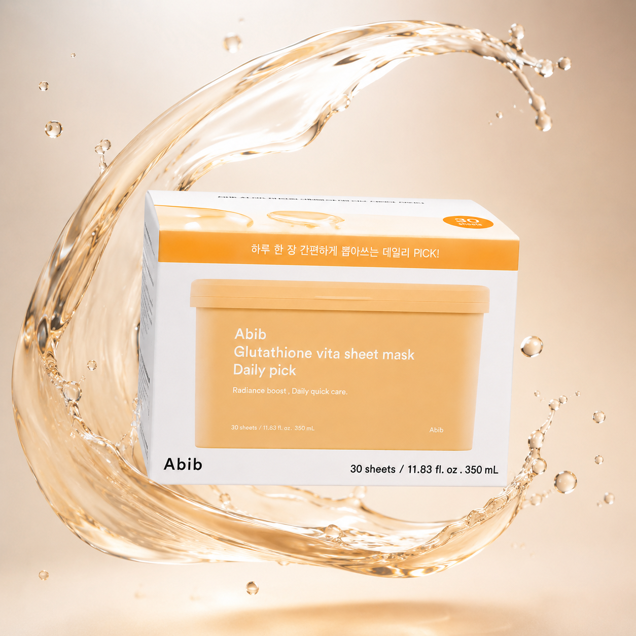 Abib Glutathione Vita Sheet Mask Daily Pick daily sheet mask 30 sheets 350 mL for brighter, hydrated and radiant-looking skin.