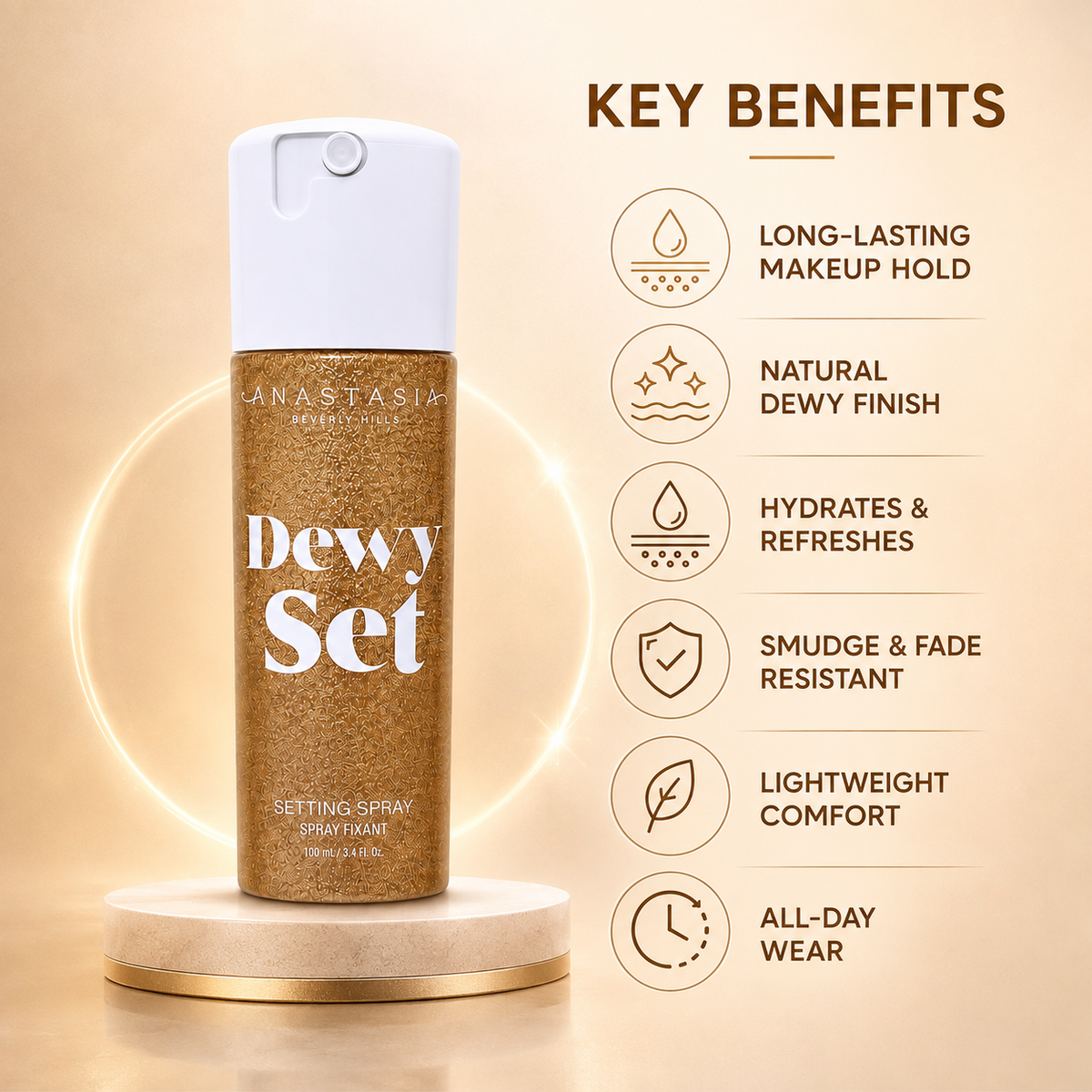 Anastasia Beverly Hills Dewy Set Setting Spray 100ml makeup setting spray for a fresh, dewy finish