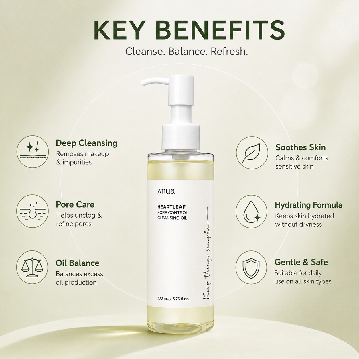 Anua Heartleaf Pore Control Cleansing Oil 200ml facial cleansing oil for makeup and sunscreen removal