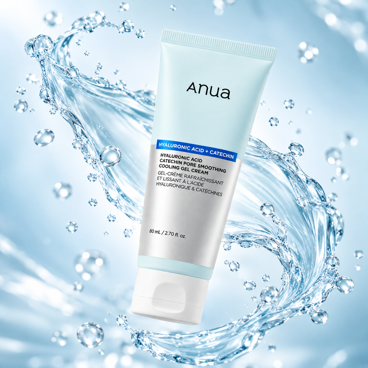 Anua Hyaluronic Acid + Catechin Pore Smoothing Cooling Gel Cream 80ml for cooling hydration and pore smoothing