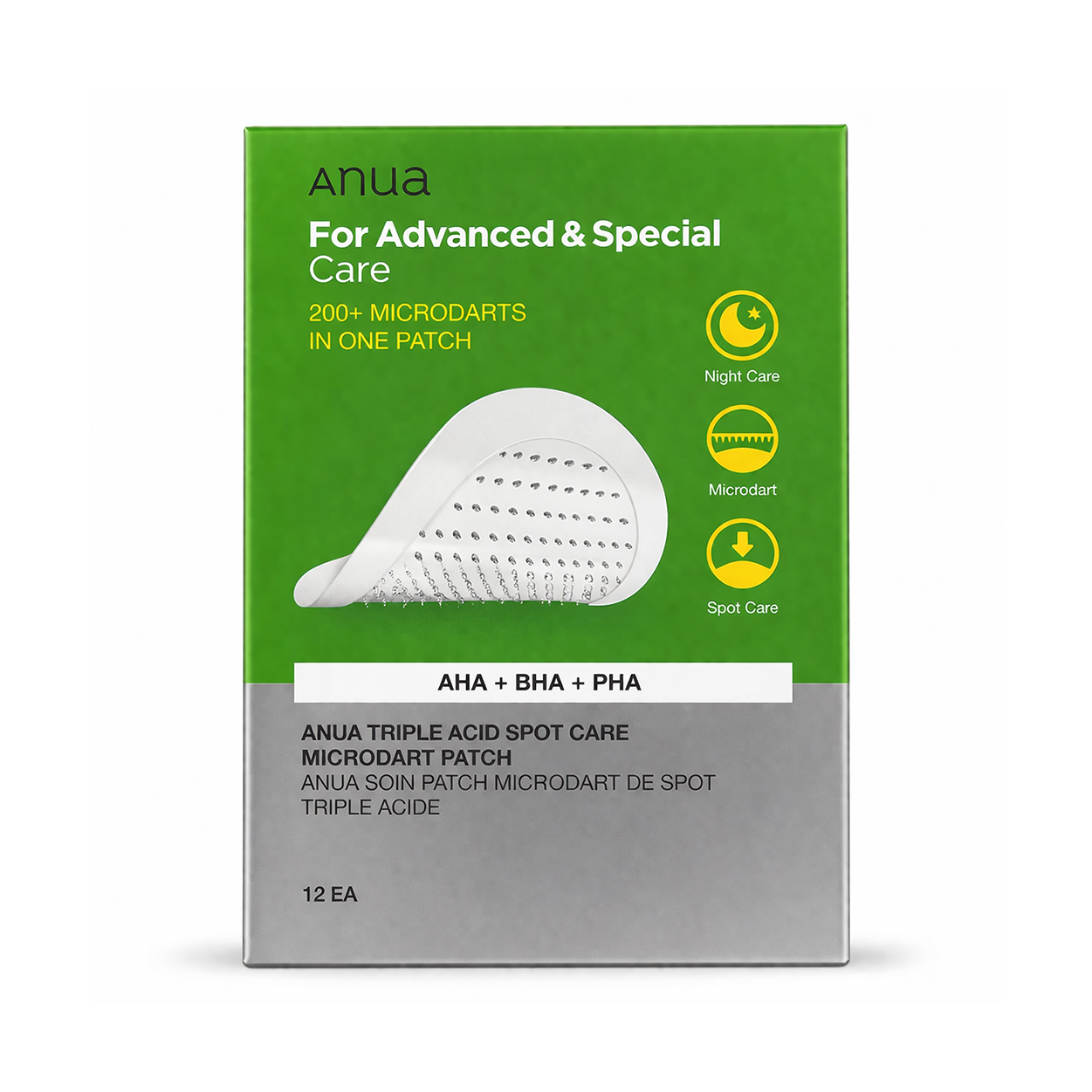 Anua Triple Acid Spot Care Microdart Patch 12EA acne spot treatment with AHA BHA PHA for deep pimple care