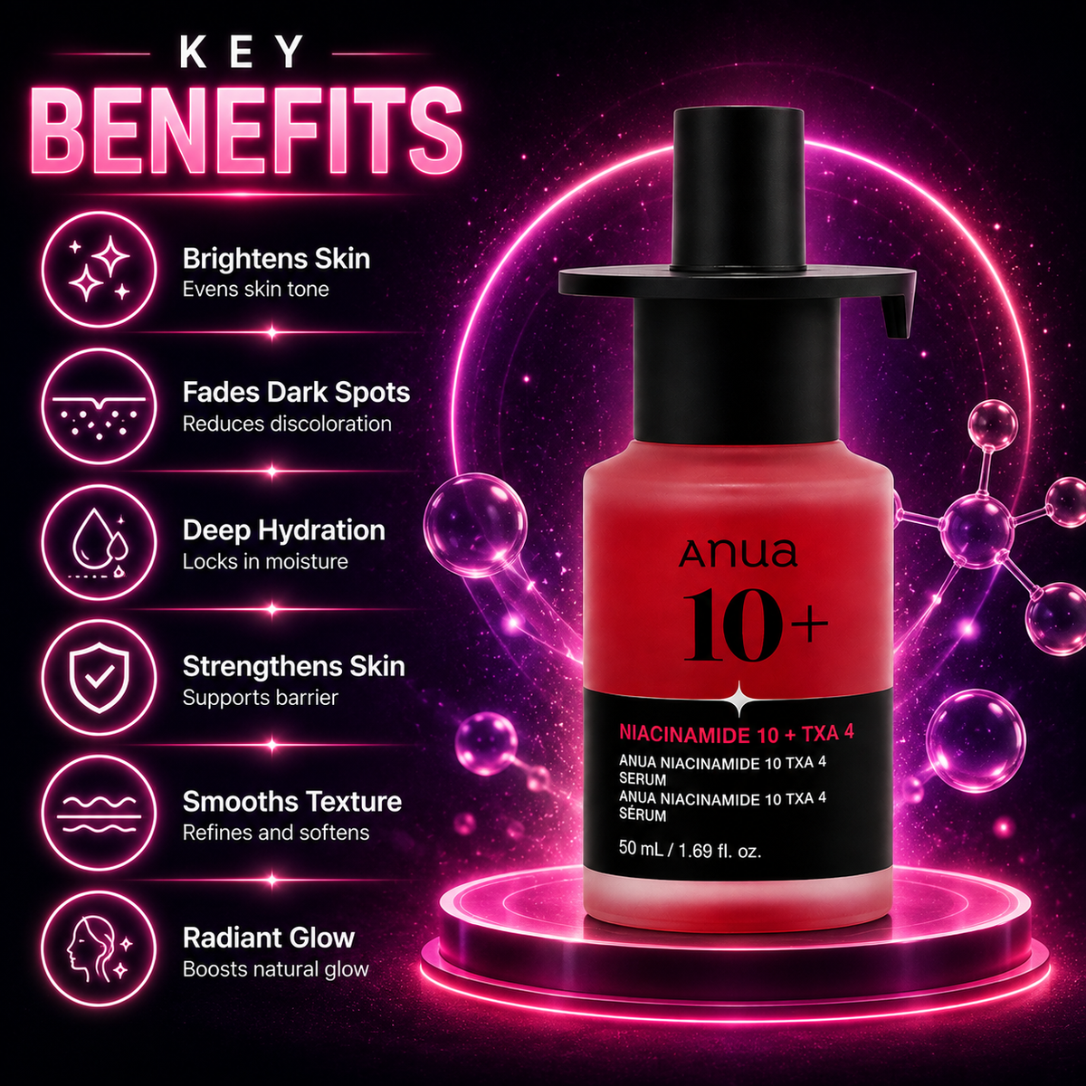 Anua Niacinamide 10+ TXA 4 Serum 50ml brightening face serum for dark spots and uneven skin tone with skin barrier support