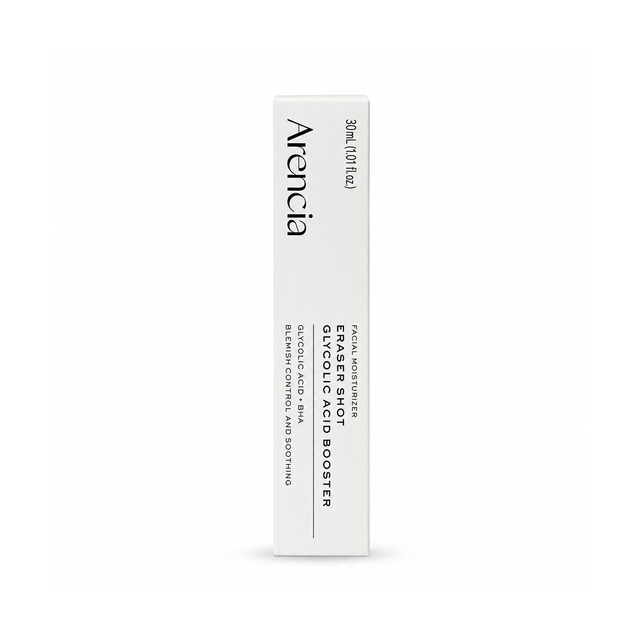 Arencia Eraser Shot Glycolic Acid Booster 30ml exfoliating face moisturizer for blemish control and smoother skin texture