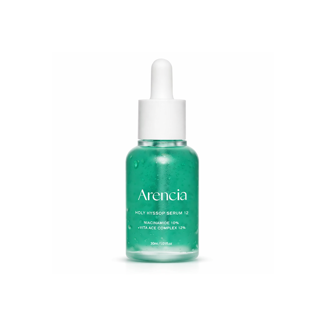 Arencia Holy Hyssop Serum 12 face serum 30ml for brightening and hydration in a green box packaging