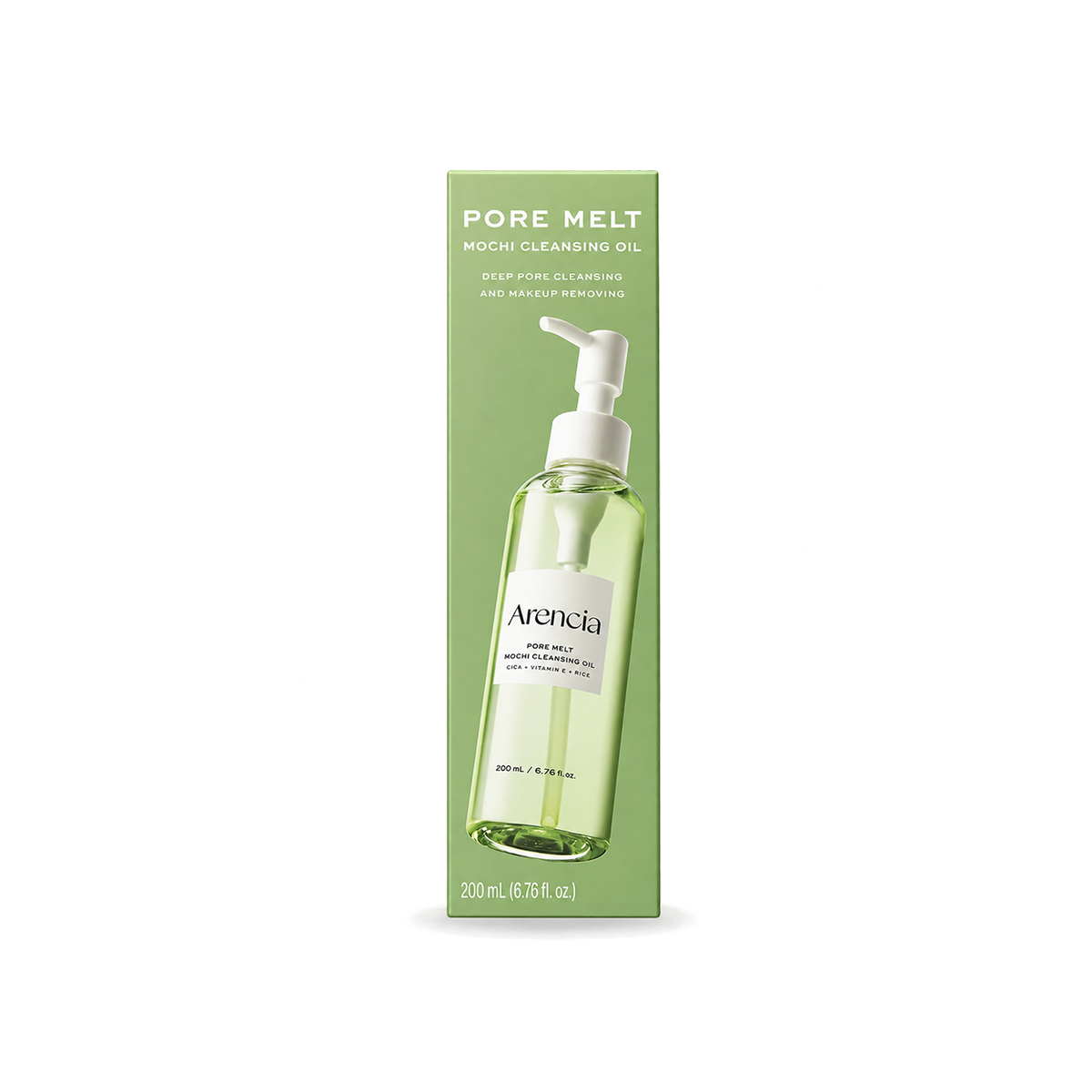 Arencia Pore Melt Mochi Cleansing Oil facial cleanser 200ml for removing makeup, sunscreen and daily impurities.