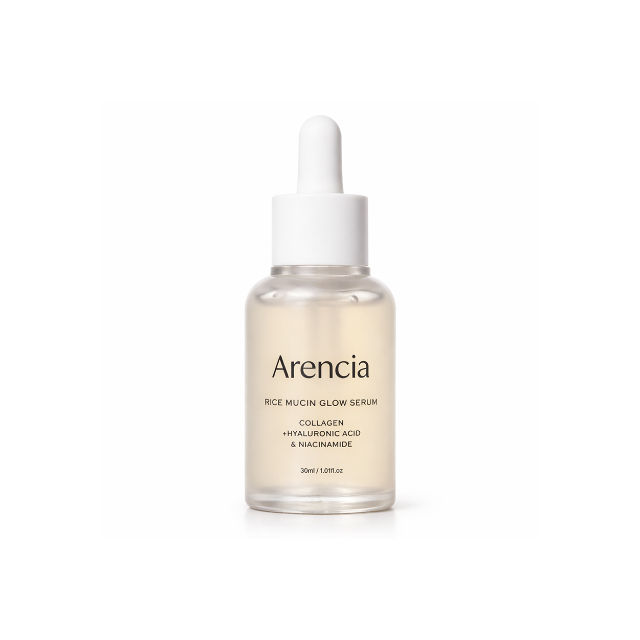 Arencia Rice Mucin Glow Serum 30ml face serum with niacinamide and hyaluronic acid for hydrating and brightening skin