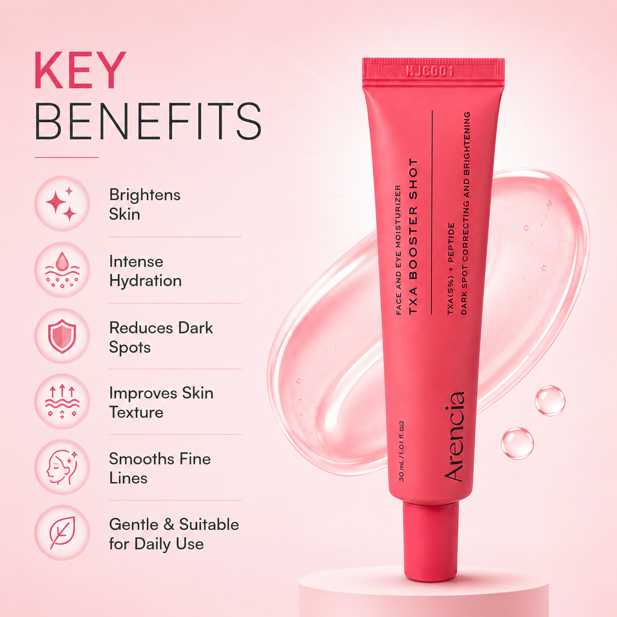 Arencia TXA Booster Shot Face And Eye Moisturizer 30ml for dark spots and uneven skin tone correction