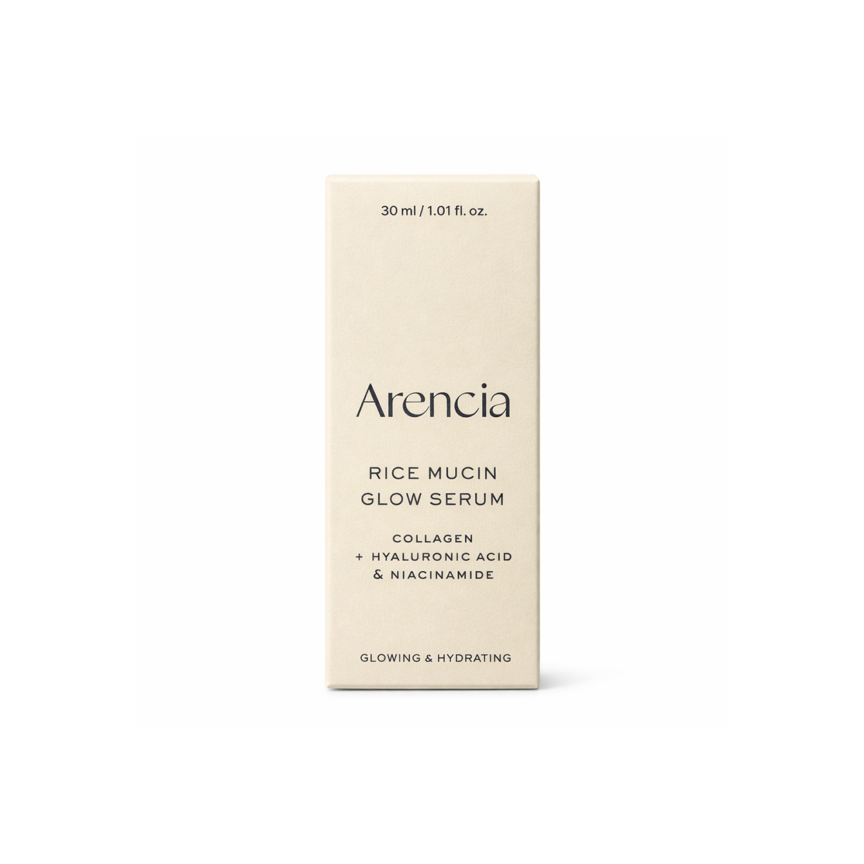 Arencia Rice Mucin Glow Serum 30ml face serum with niacinamide and hyaluronic acid for hydrating and brightening skin