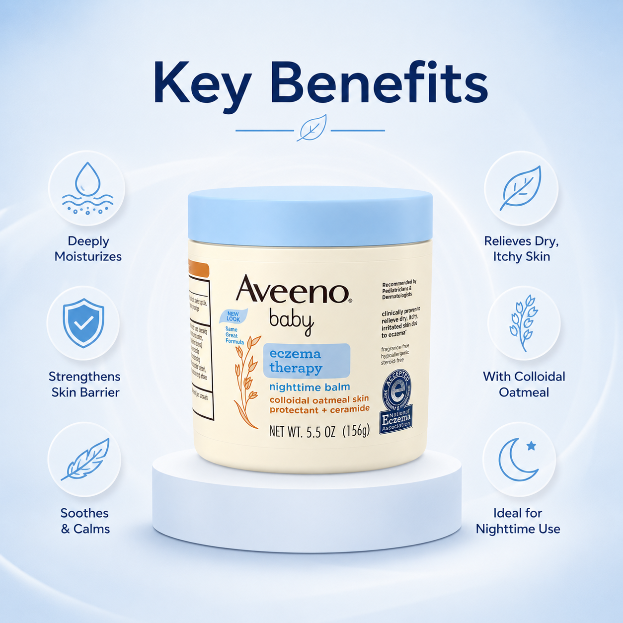 Aveeno Baby Eczema Therapy Nighttime Balm 156g baby eczema cream with colloidal oatmeal for dry itchy sensitive skin