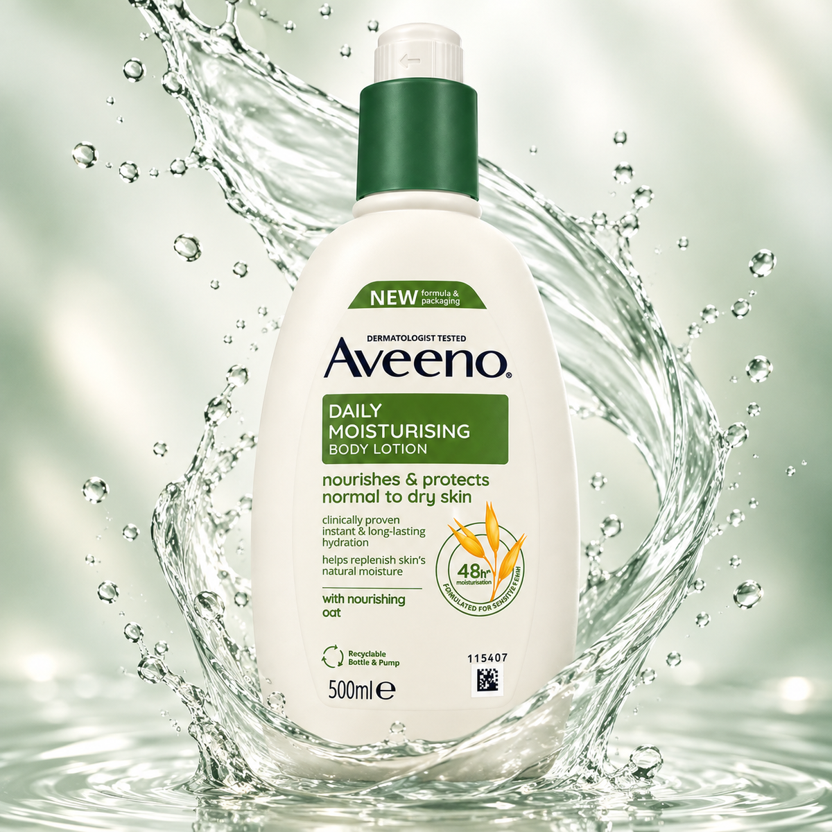 Aveeno Daily Moisturising Body Lotion 500ml for normal to dry skin with 48-hour moisturisation