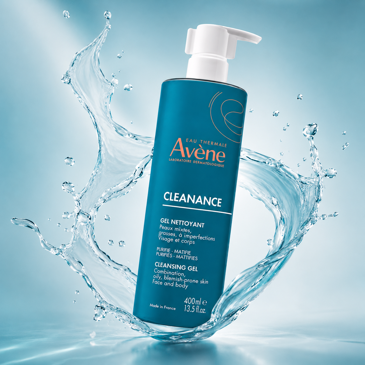 Avène Cleanance Cleansing Gel 400ml facial cleansing gel for oily and blemish-prone skin, helps remove excess oil and impurities.