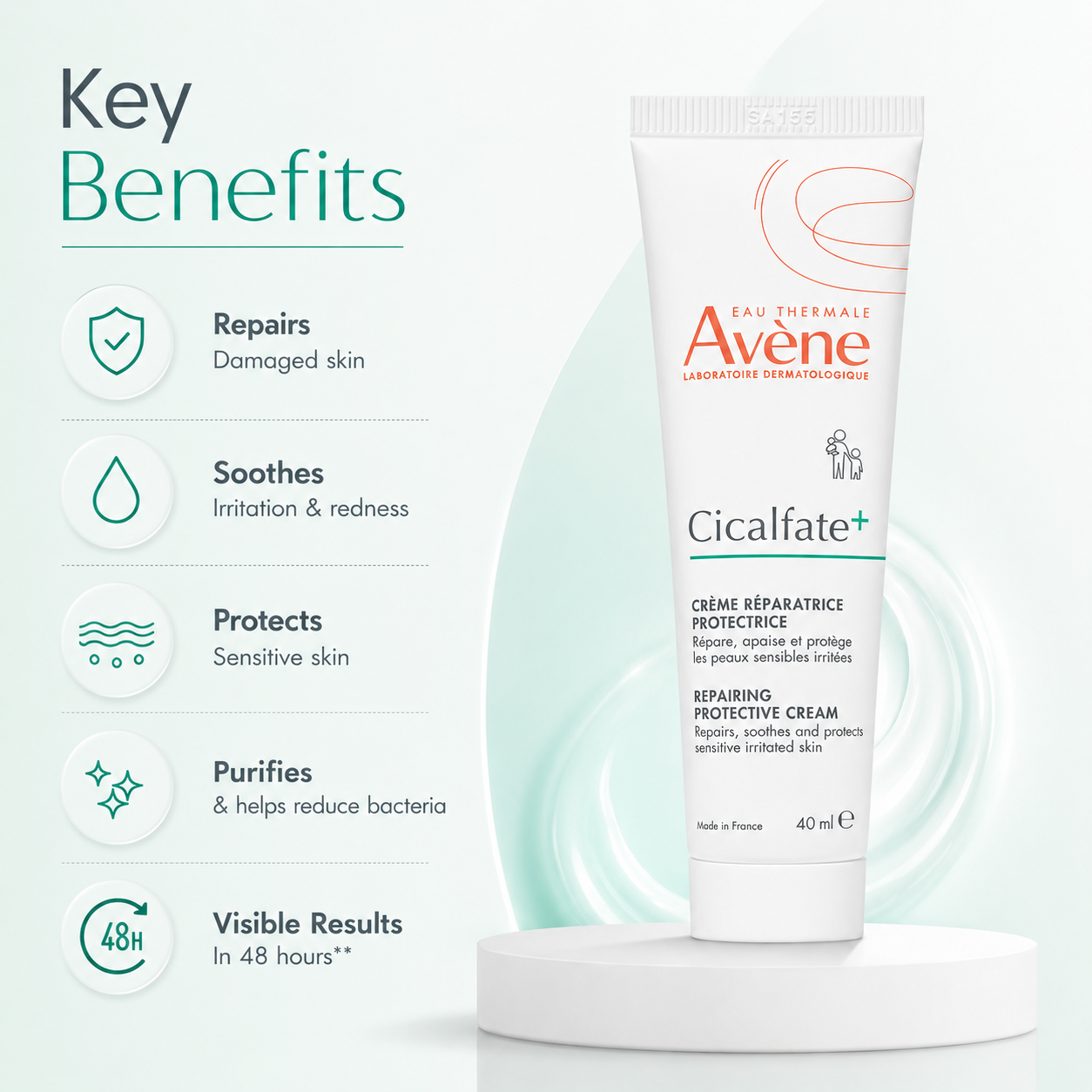 Avène Cicalfate+ Repairing Protective Cream 40ml skin barrier repair cream for soothing dry irritated sensitive skin