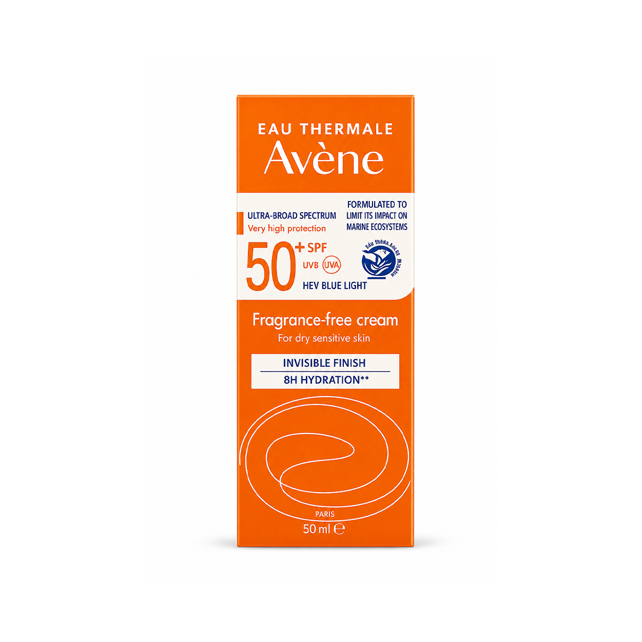 Avène Fragrance-Free Cream SPF 50+ Face Sunscreen Cream 50ml for dry sensitive skin with invisible finish and ultra-broad UV protection