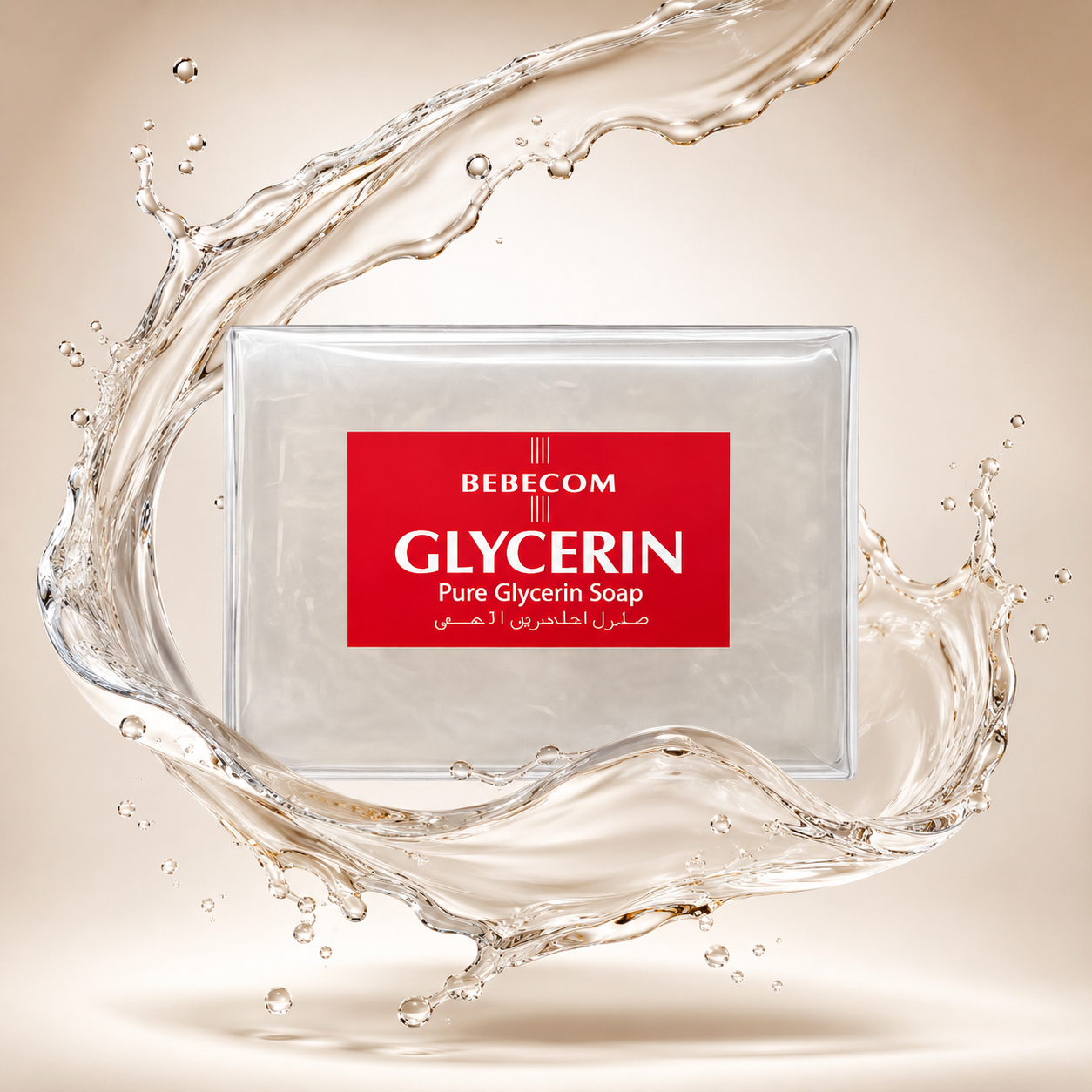 BEBECOM Glycerin Pure Glycerin Soap transparent moisturizing soap bar 150g for gentle cleansing and dry skin care in retail packaging.