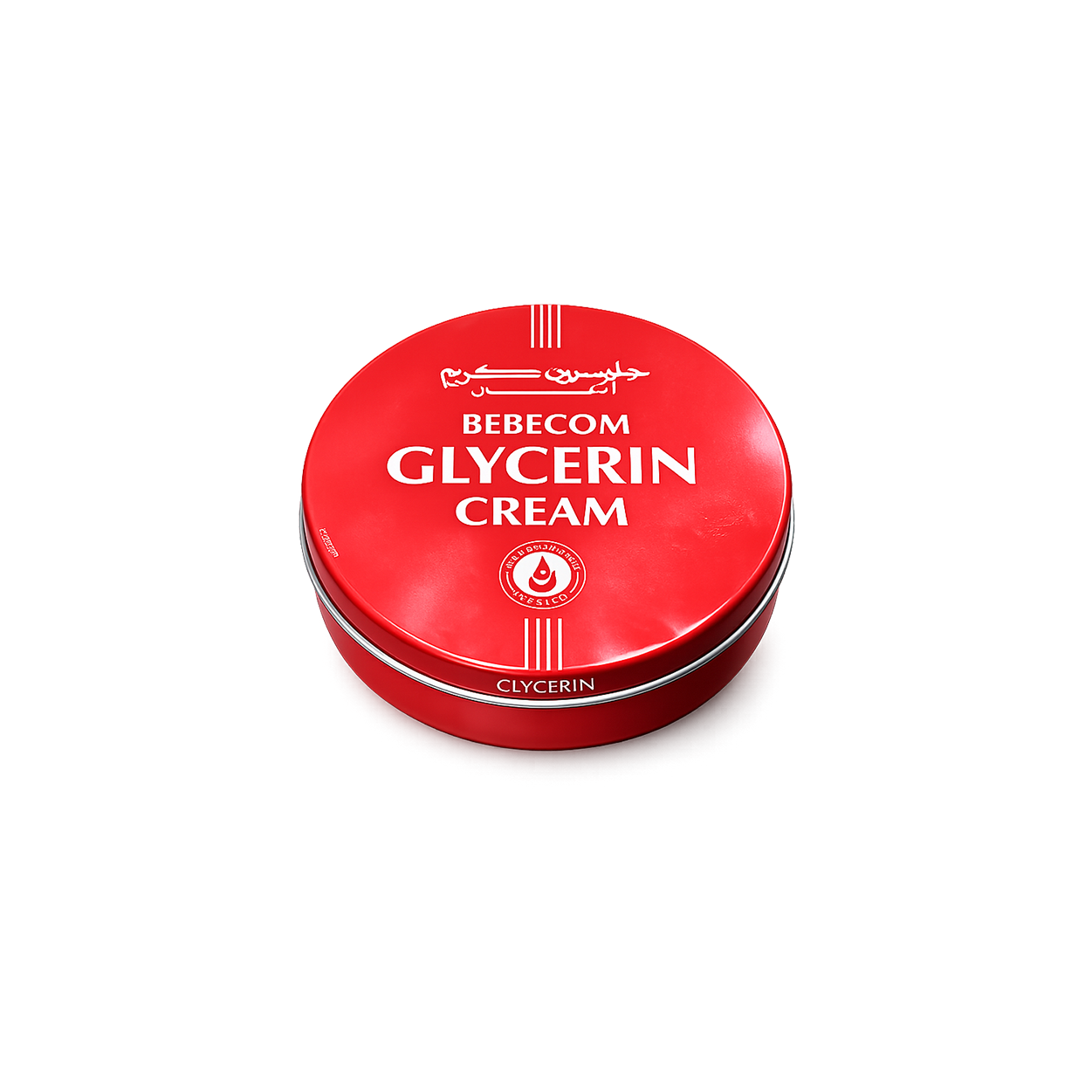 BEBECOM Glycerin Cream 125ml moisturizing cream in red tin packaging, providing deep hydration and care for dry, flaky skin.