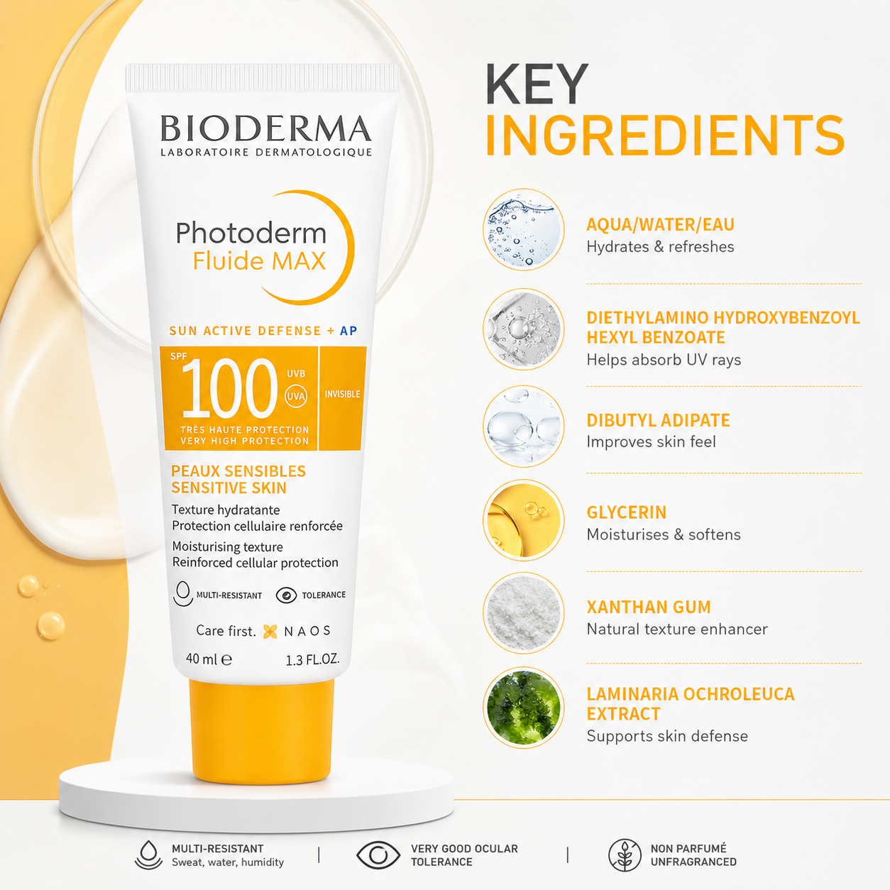 BIODERMA Photoderm Fluide MAX SPF 100 Invisible Sensitive Skin Face Sunscreen 1 + 1 Offer 2 × 40ml with very high UVA UVB protection